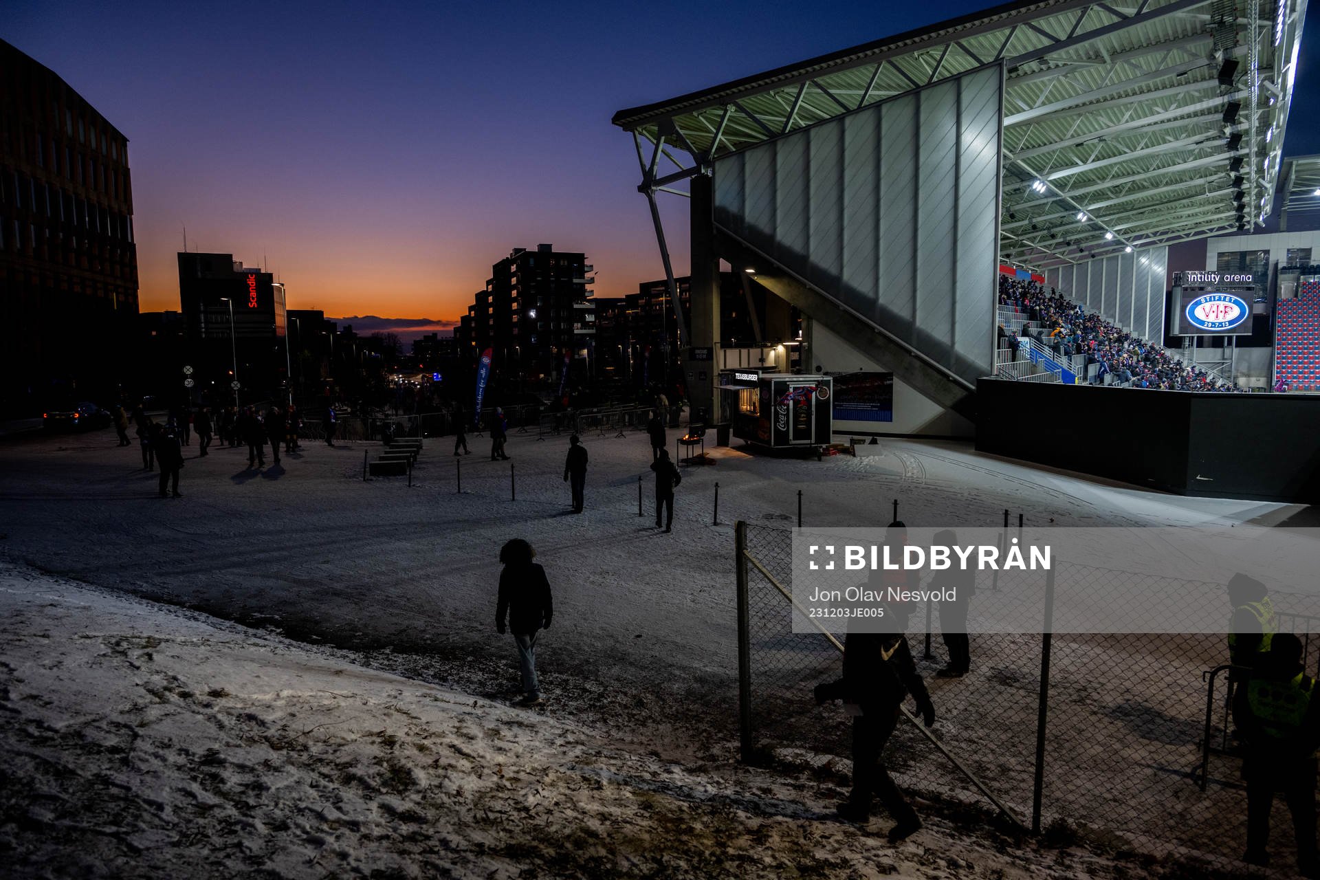 General exterior view of Intility Arena ahead of the Eliteserien match between Vålerenga and Tromsø on December 3, 2023 in Oslo. 