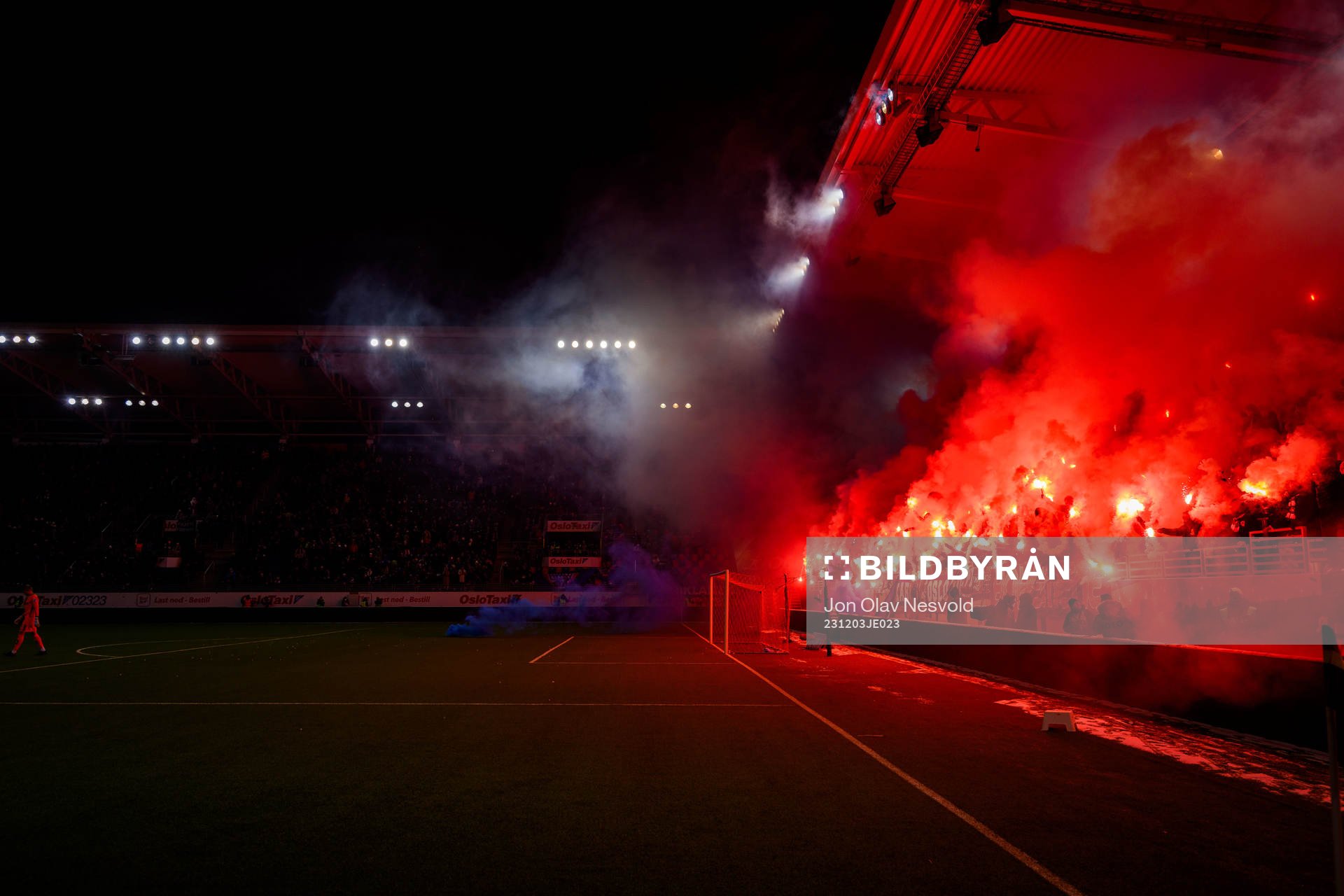 Fans with pyrotechnics