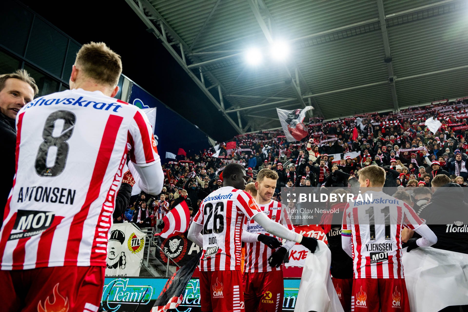 Players of Tromsø celebrate the bronze medal