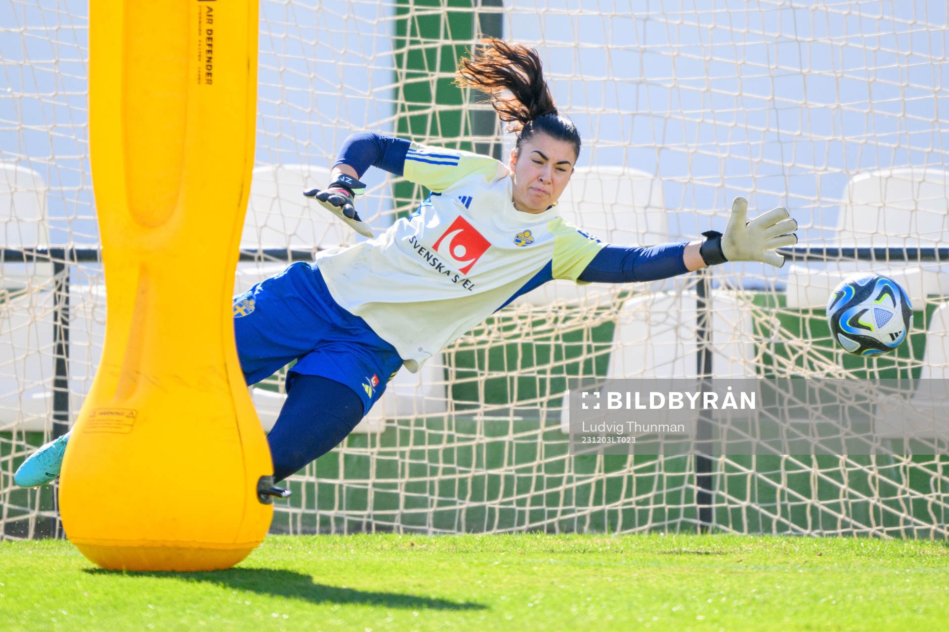 Goalkeeper Zecira Musovic of Sweden of the women's national