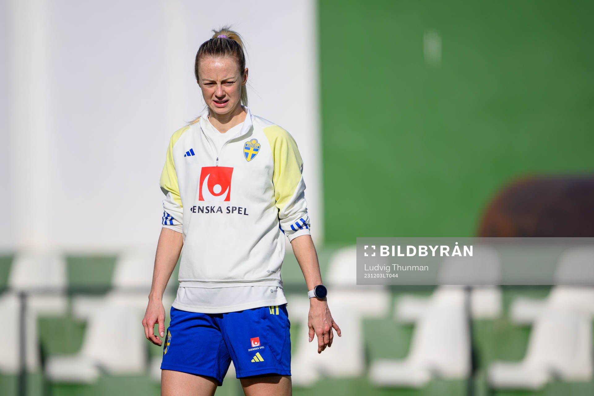 Amanda Ilestedt of Sweden of the women's national football team of Sweden at a training session on December 3, 2023 in Torremolinos. 