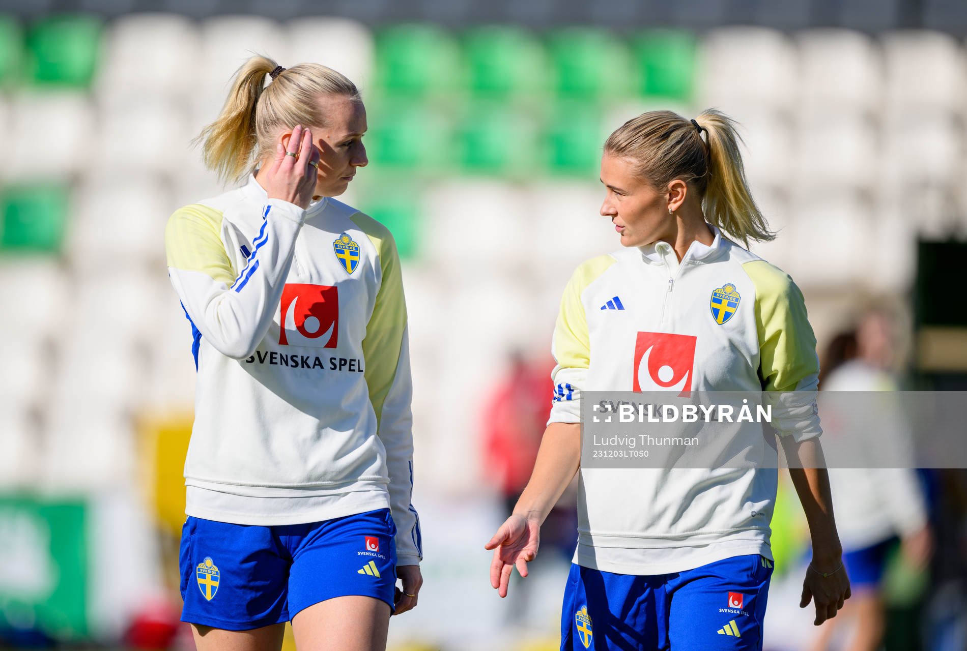 Stina Blackstenius and Amanda Nildén of Sweden of the
