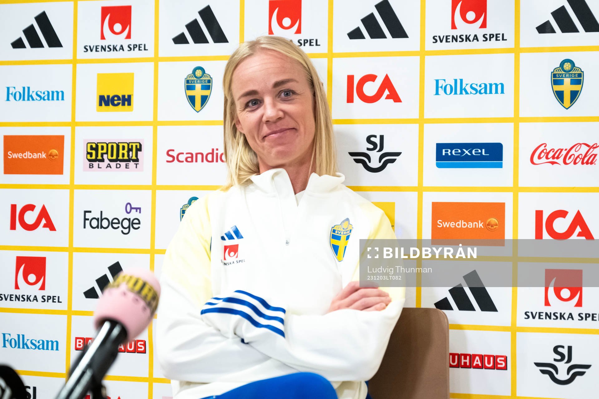 Caroline Seger of Sweden at a press event
