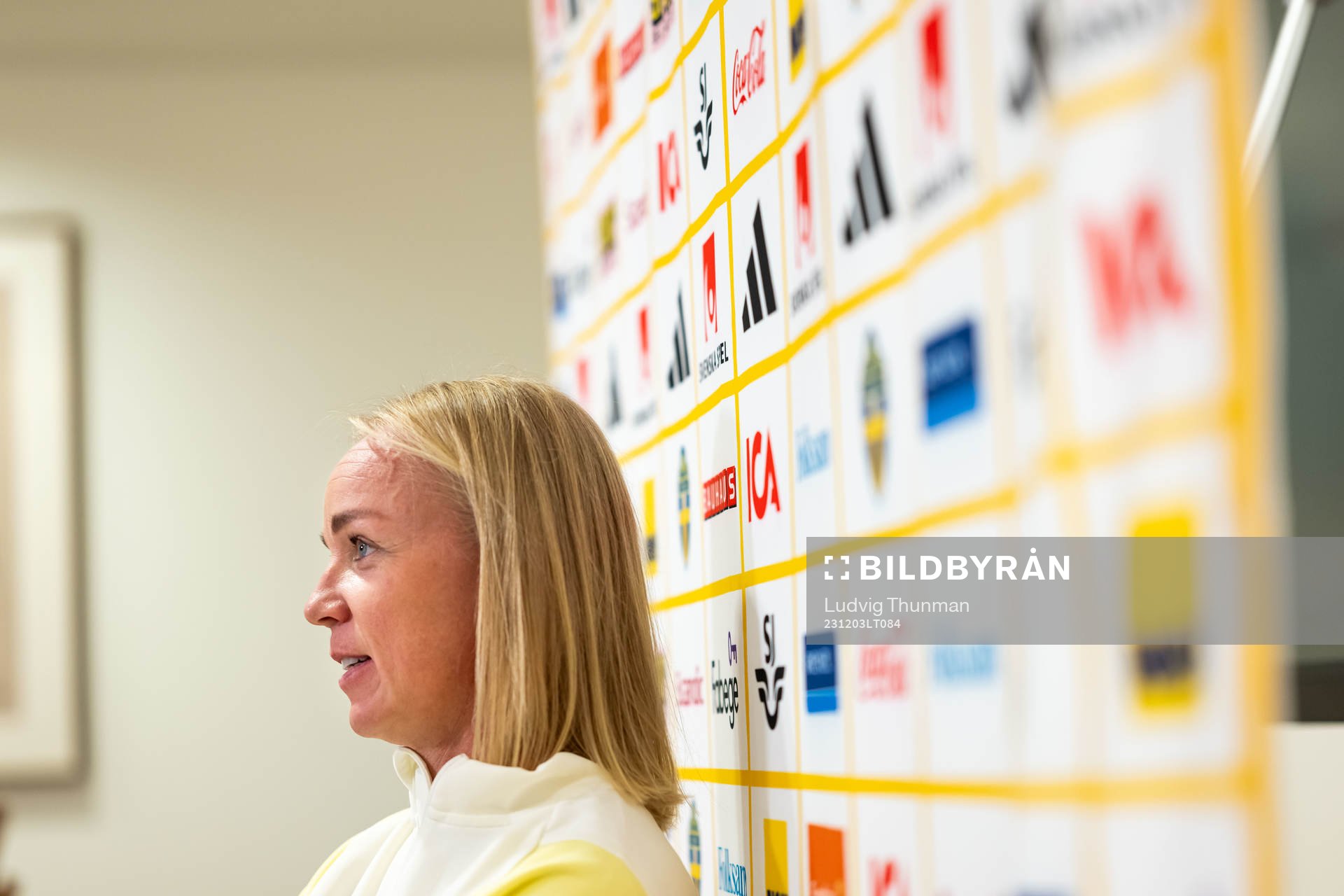 Caroline Seger of Sweden at a press event