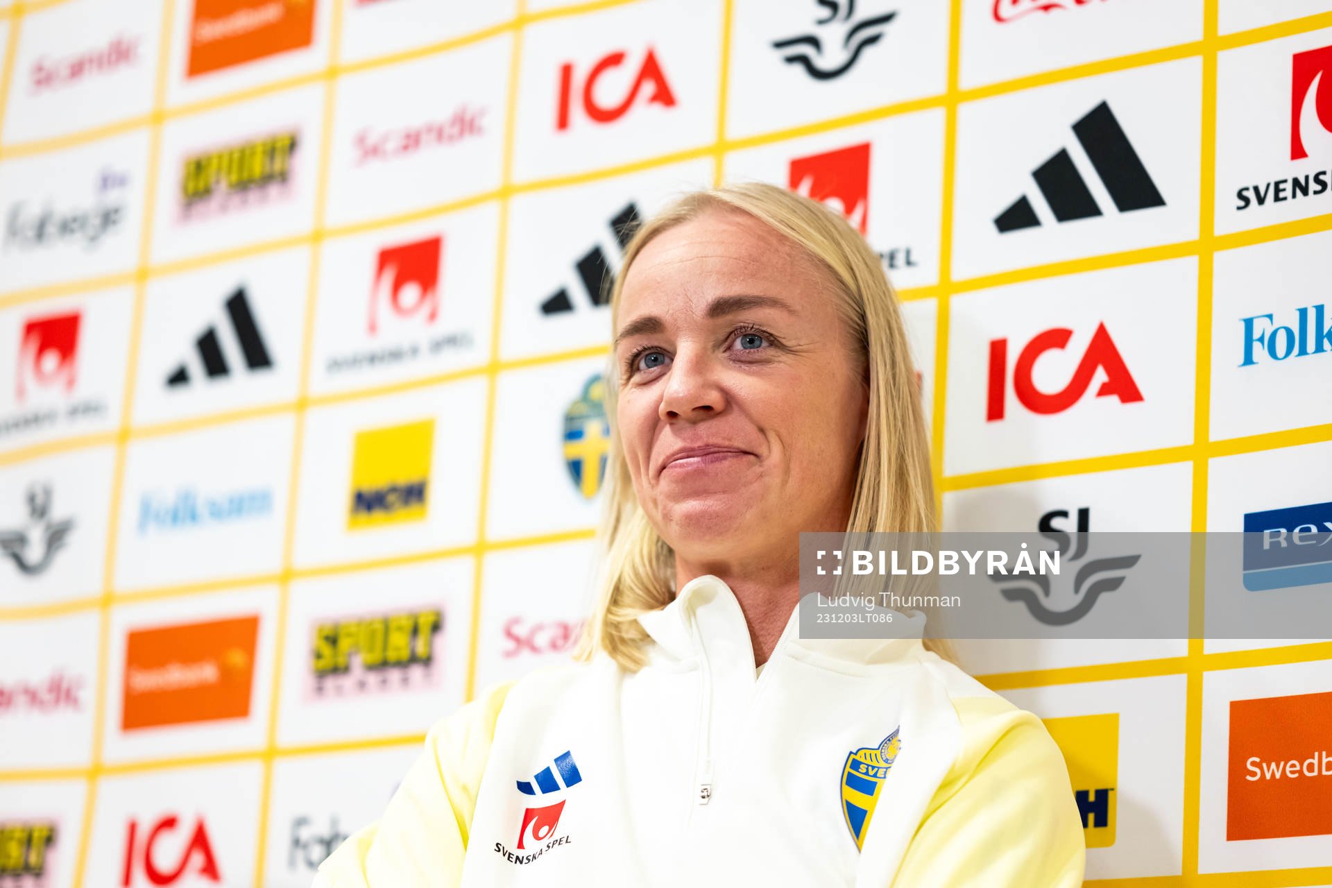 Caroline Seger of Sweden at a press event