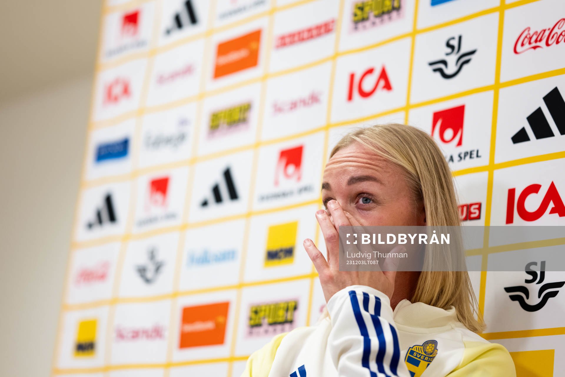 Caroline Seger of Sweden at a press event