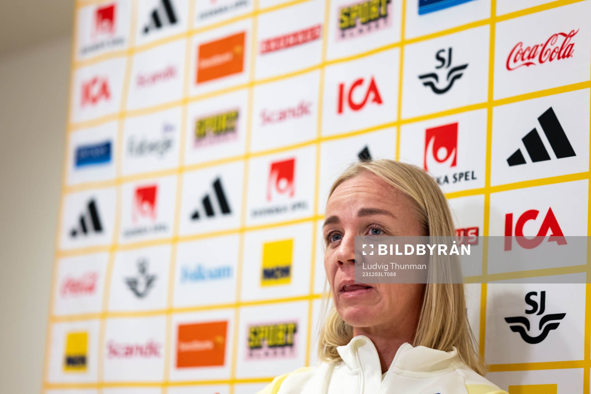 Caroline Seger of Sweden at a press event