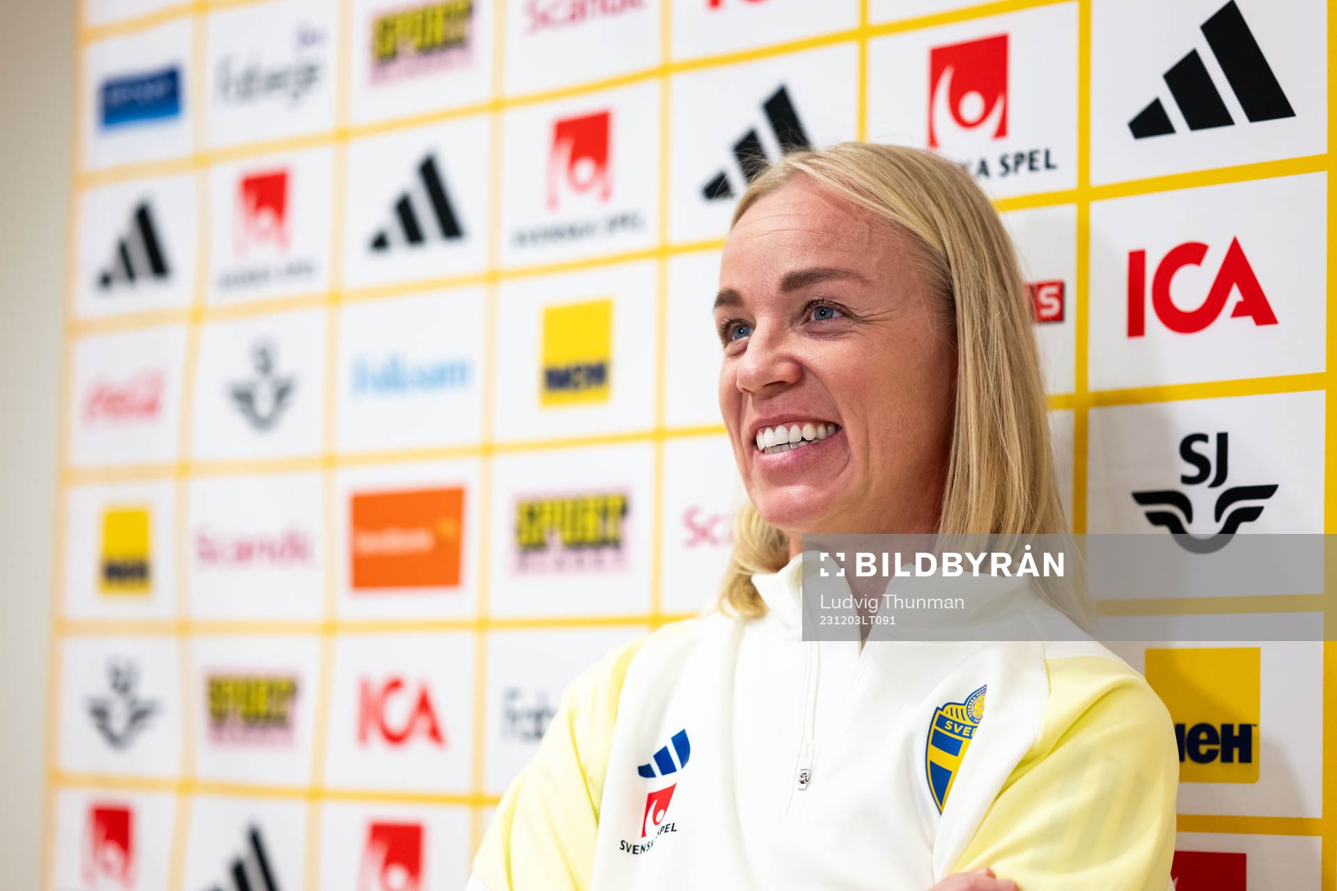 Caroline Seger of Sweden at a press event