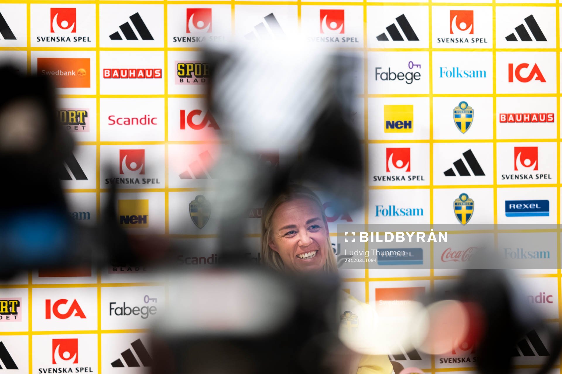Caroline Seger of Sweden at a press event