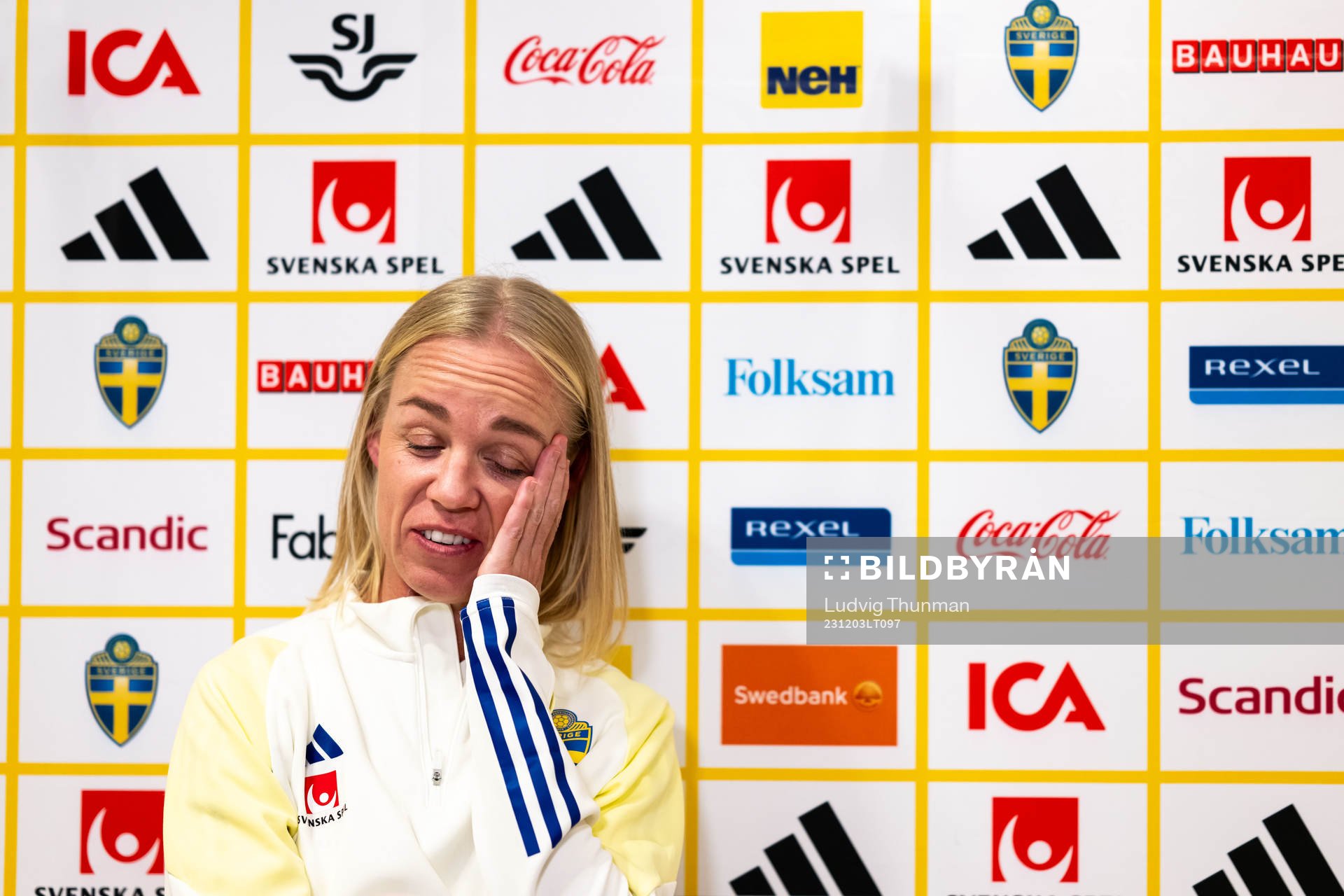 Caroline Seger of Sweden at a press event