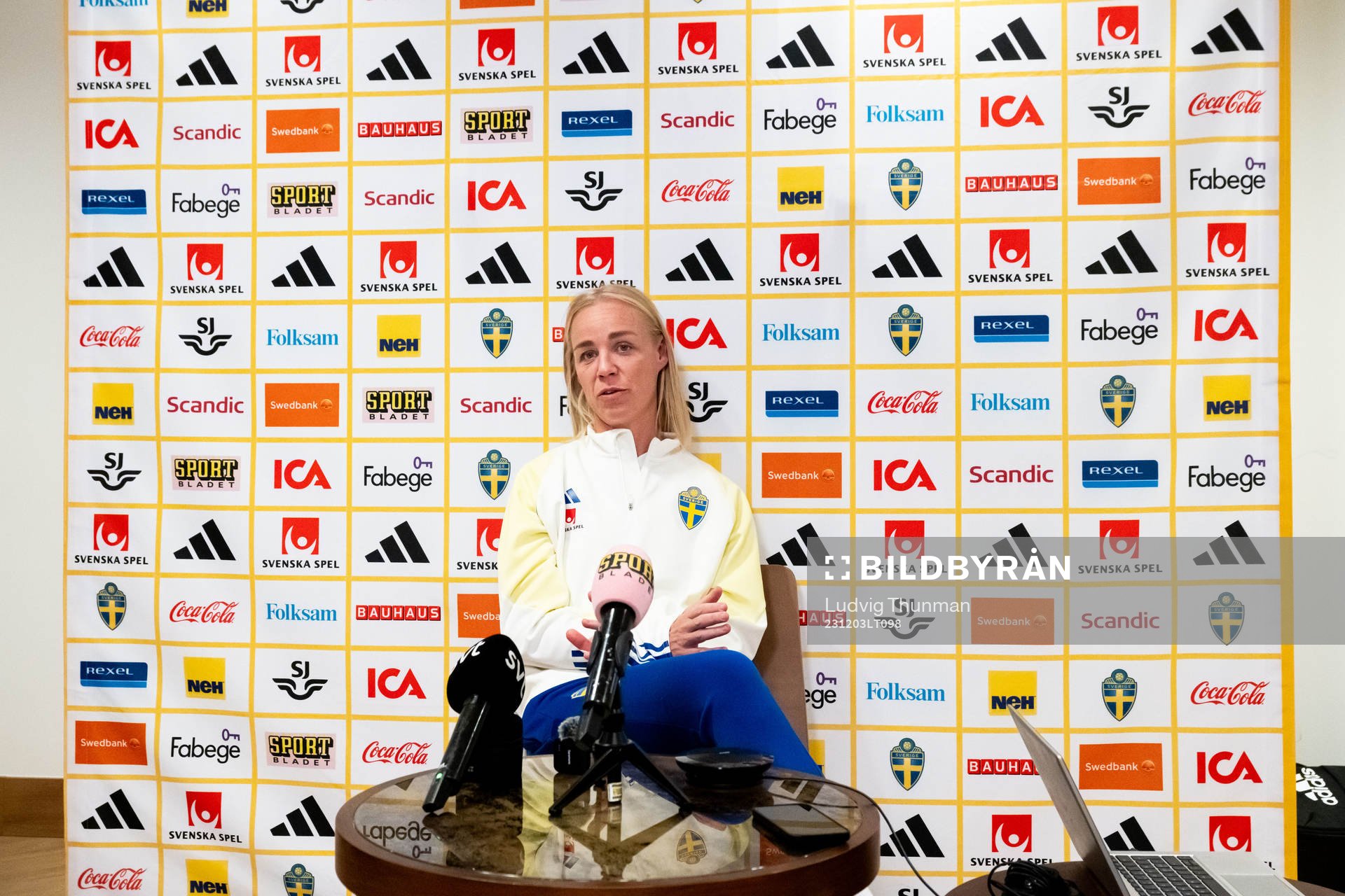 Caroline Seger of Sweden at a press event