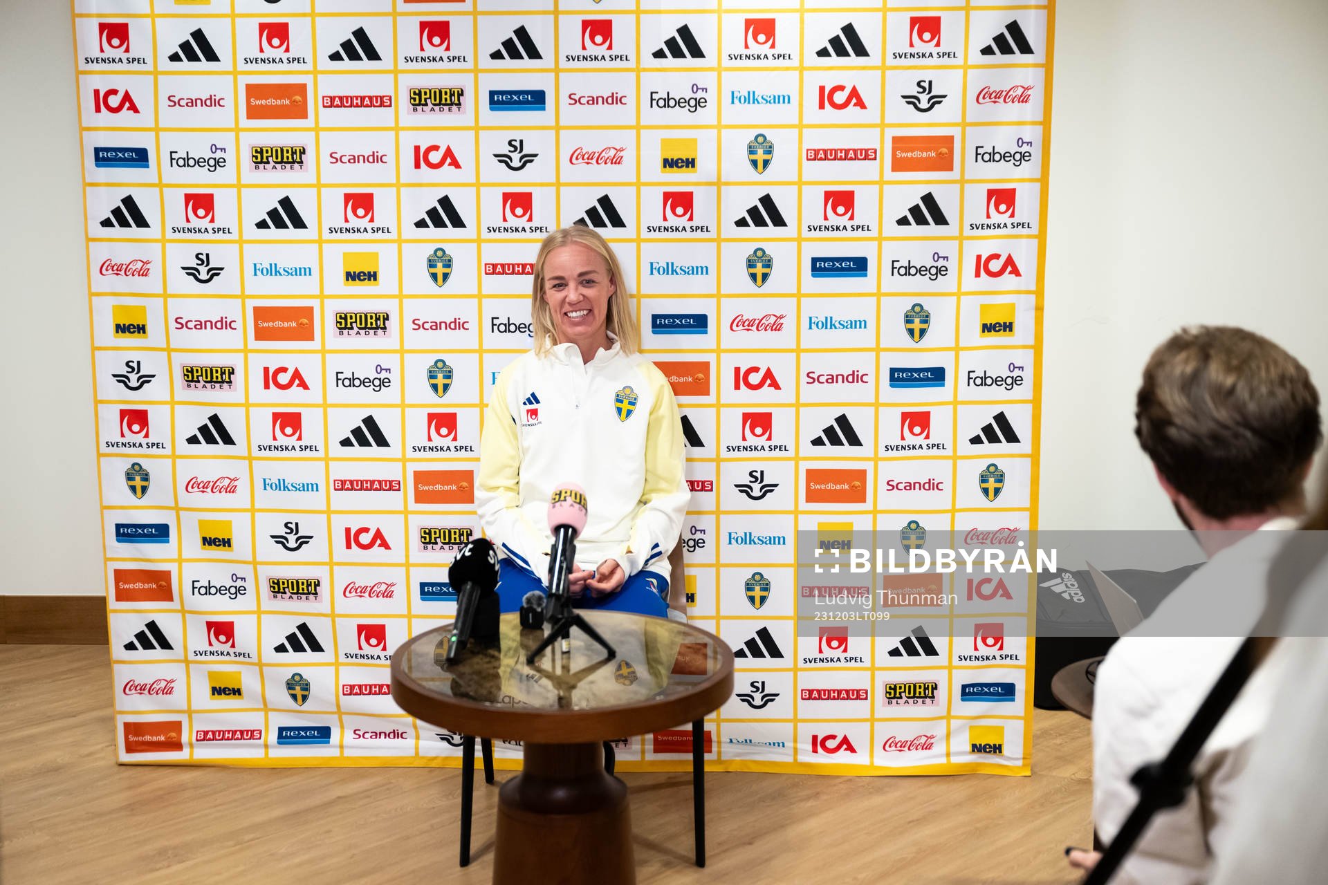 Caroline Seger of Sweden at a press event