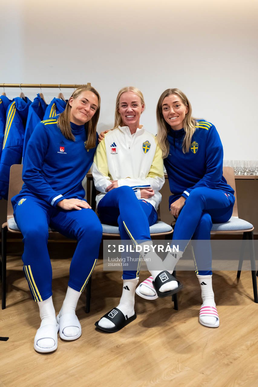 Magdalena Eriksson, Caroline Seger and Linda Sembrant of