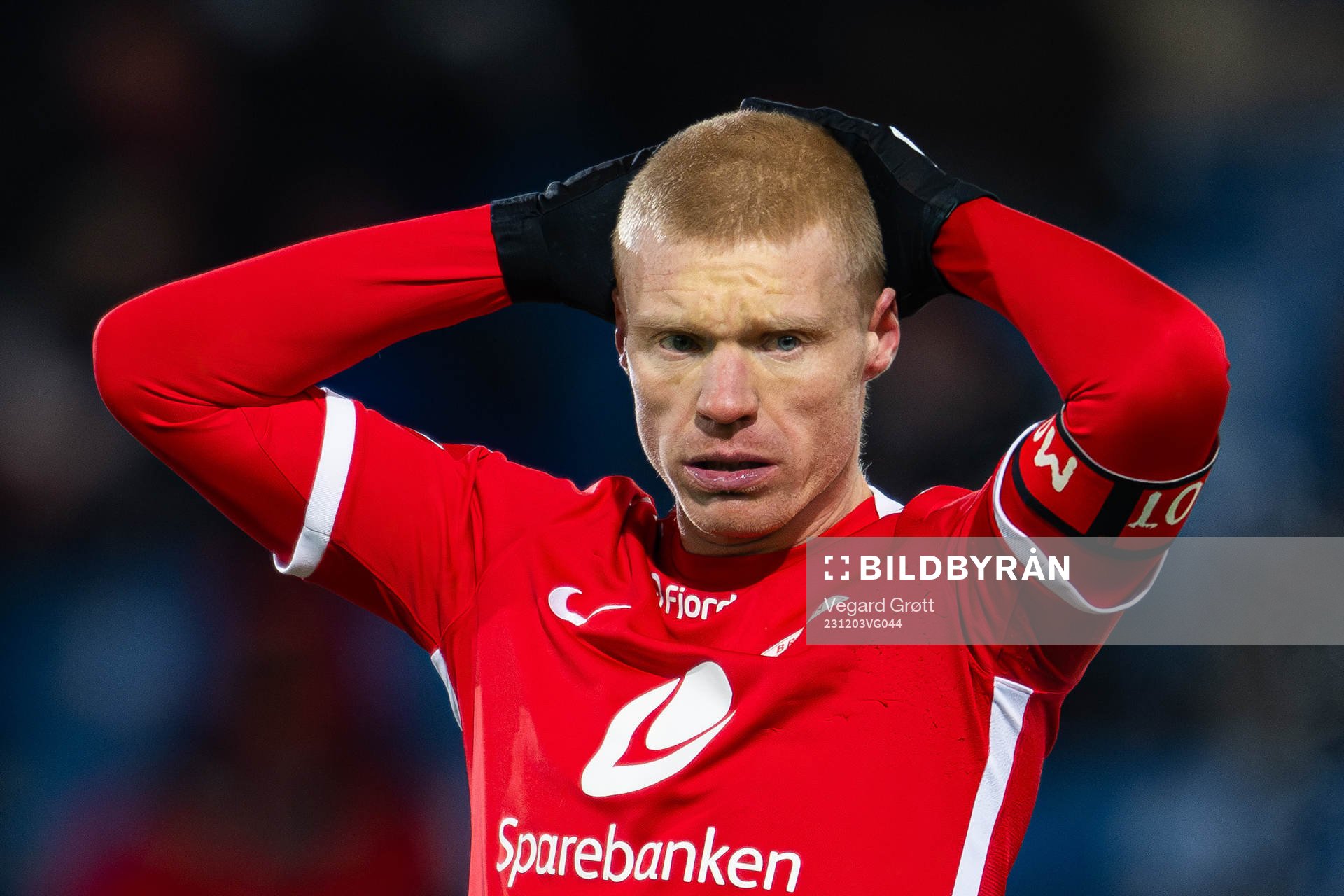 Sivert Heltne Nilsen of Brann reacts