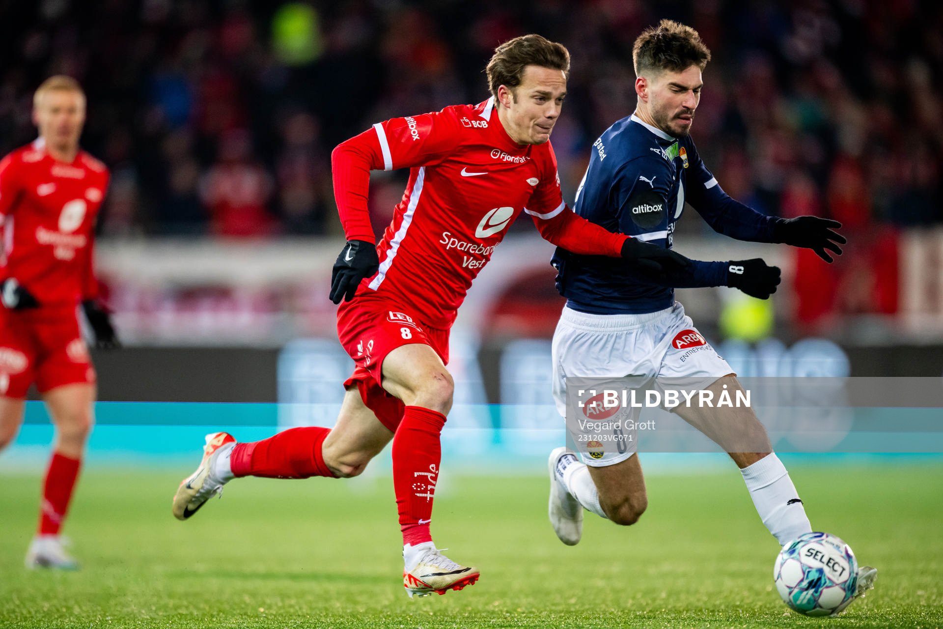 Felix Horn Myhre of Brann and Kreshnik Krasniqi of