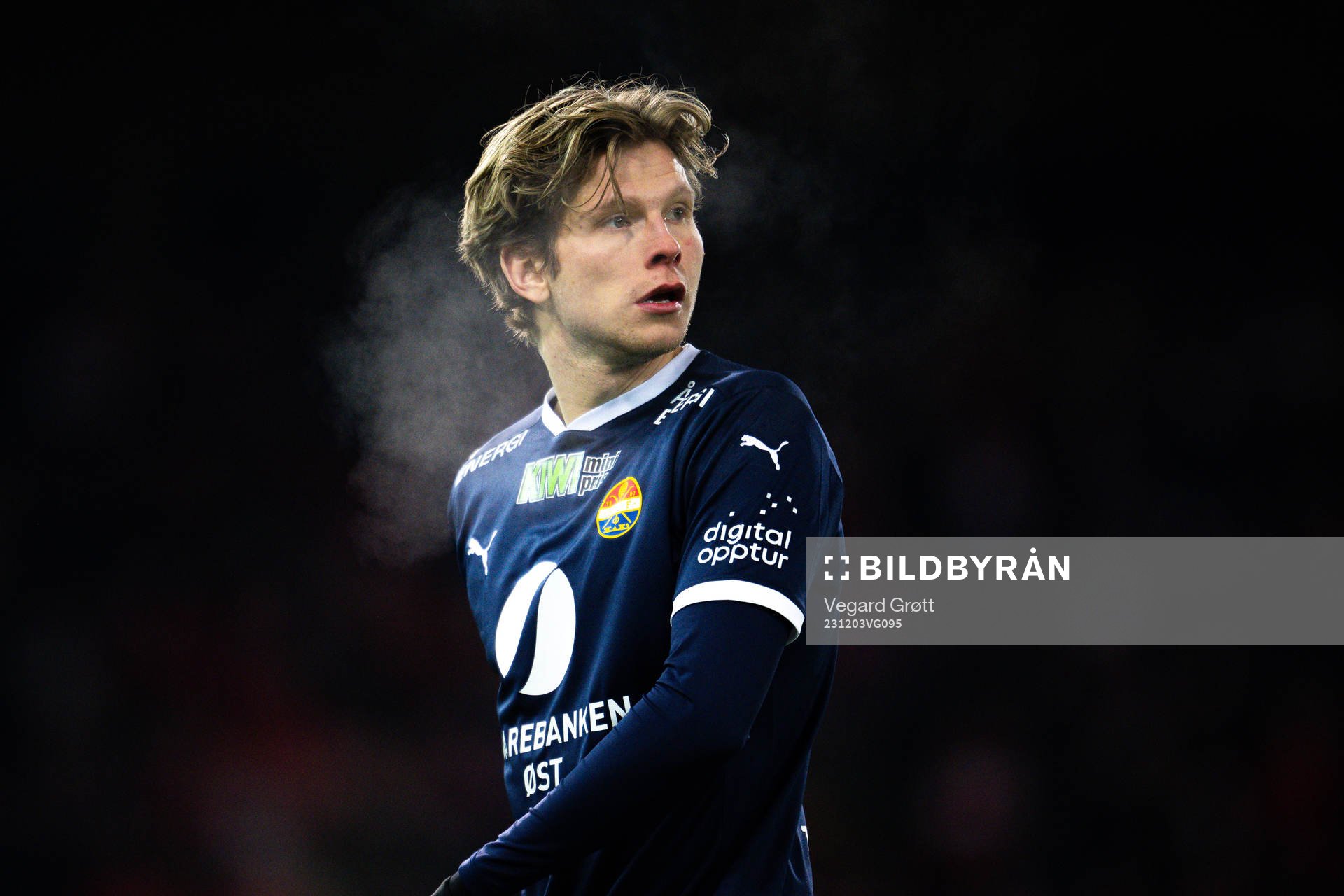 Logi Tomasson of Strømsgodset during the Eliteserien football match between Strømsgodset and Brann on December 3, 2023 in Drammen. 