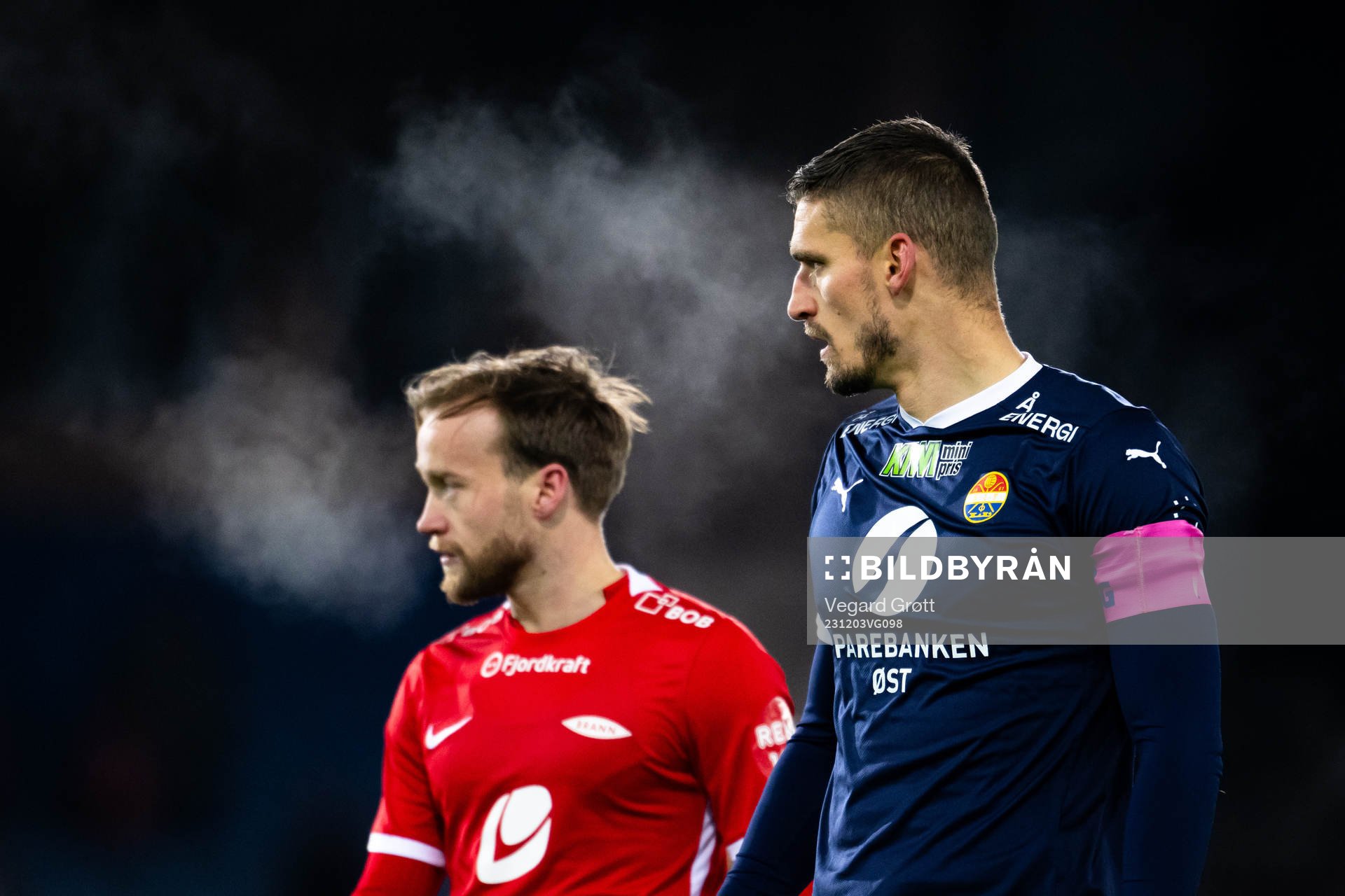 Bård Finne of Brann and Gustav Valsvik of Strømsgodset