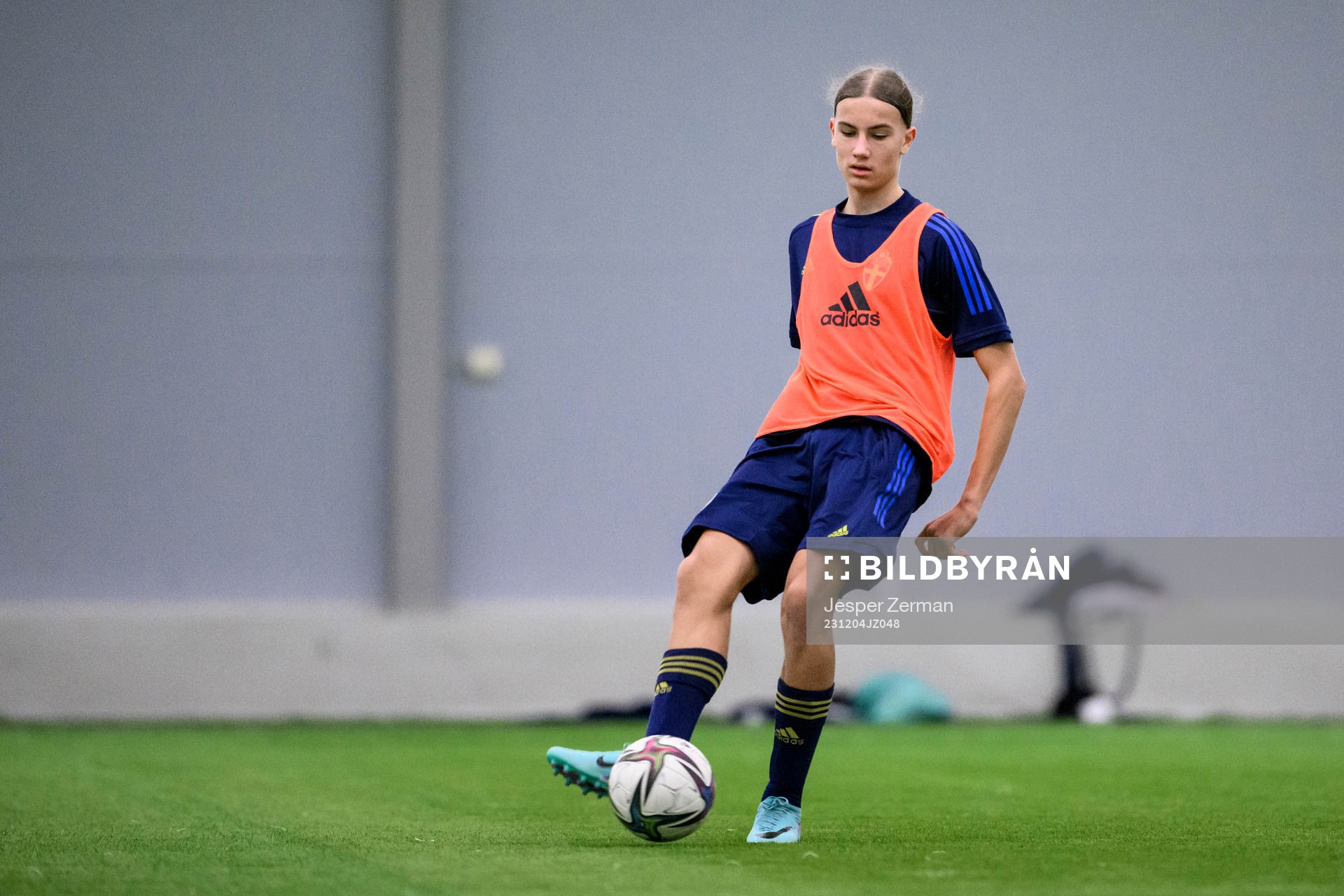 Dante Caspari Bark during a practice session with the Swedish Under-15 national team on December 4, 2023 in Stockholm. 