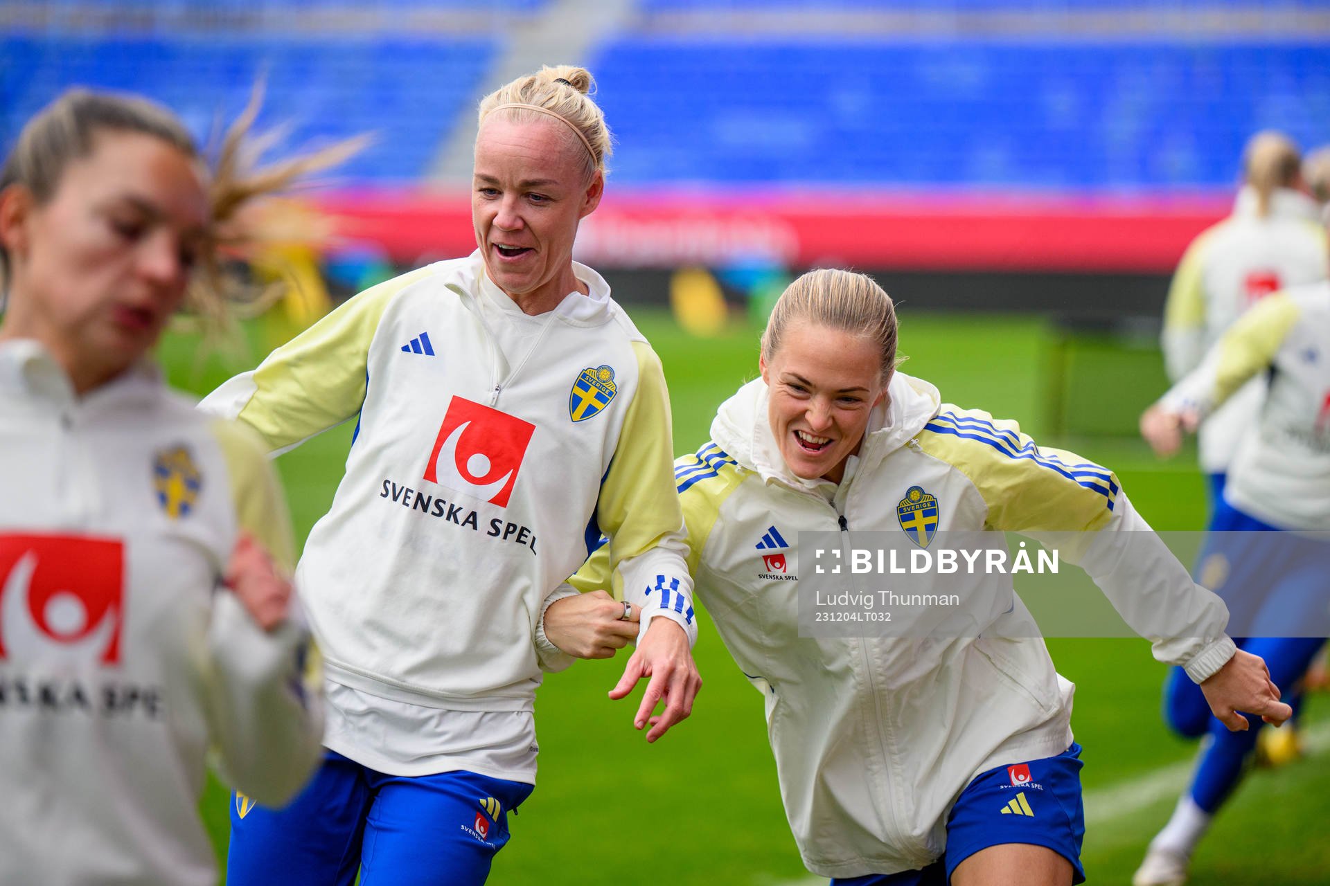 Caroline Seger and Magdalena Eriksson of Sweden of the