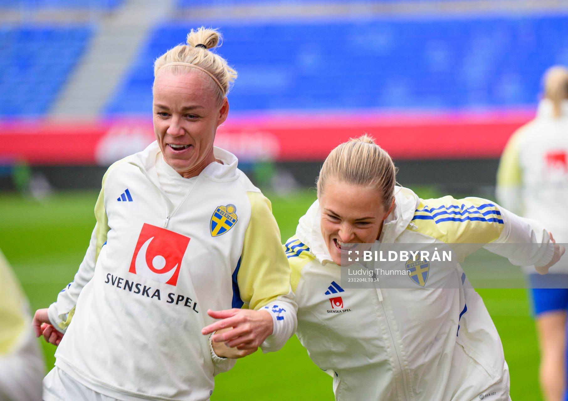 Caroline Seger and Magdalena Eriksson of Sweden of the