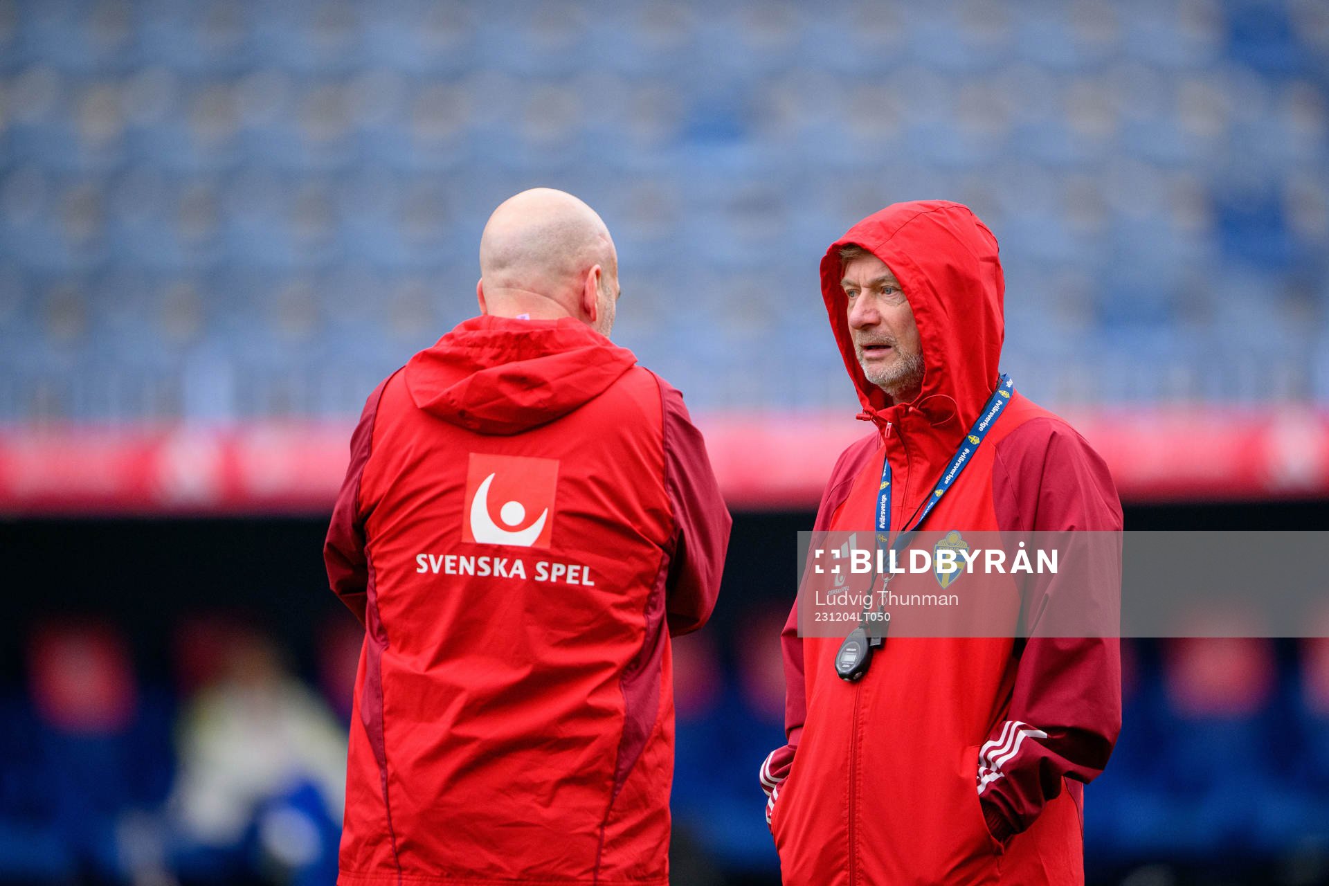 Assistant coach Magnus Wikman and Head coach Peter Gerhardsson of Sweden of the women’s national football team of Sweden on December 4, 2023 in Malaga.