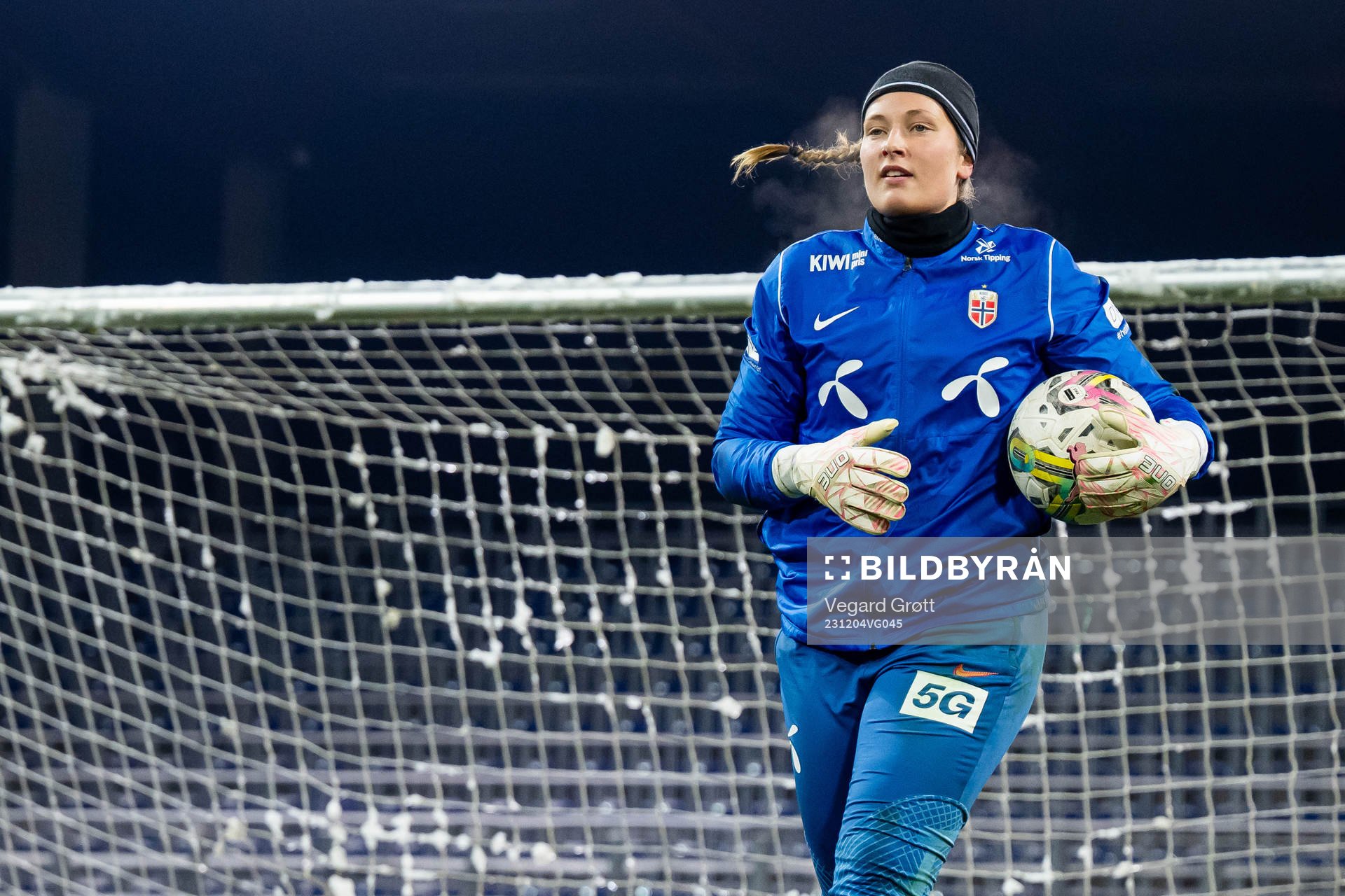 Goalkeeper Aurora Mikalsen of the Norwegian women's