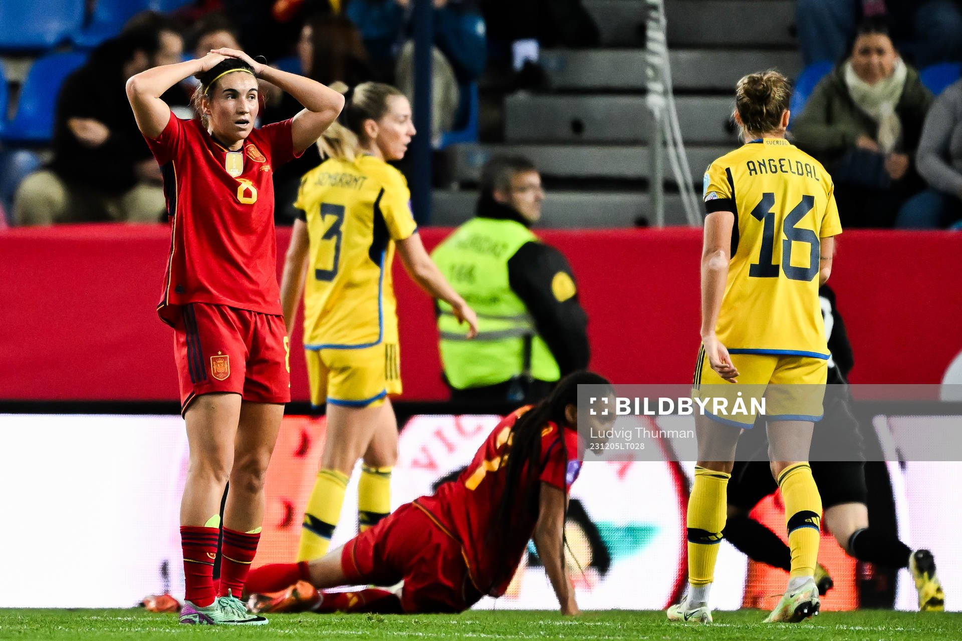 Mariona Caldentey of Spain reacts