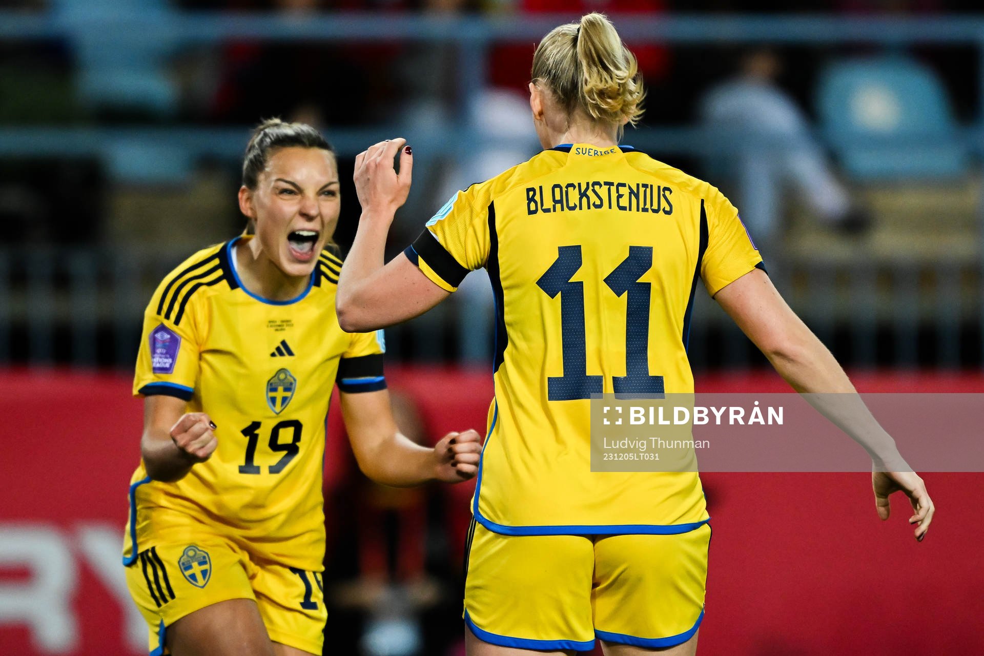 Johanna Rytting Kaneryd and Stina Blackstenius of Sweden