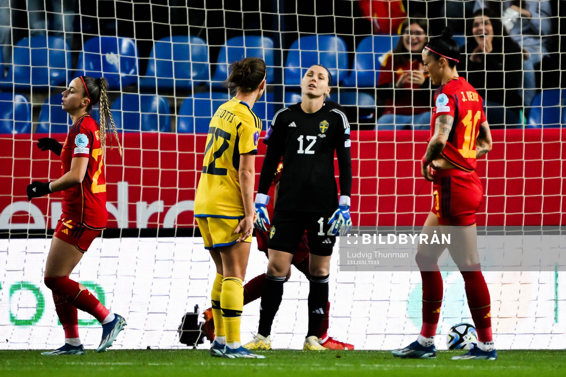 Goalkeeper Jennifer Falk of Sweden looks dejected