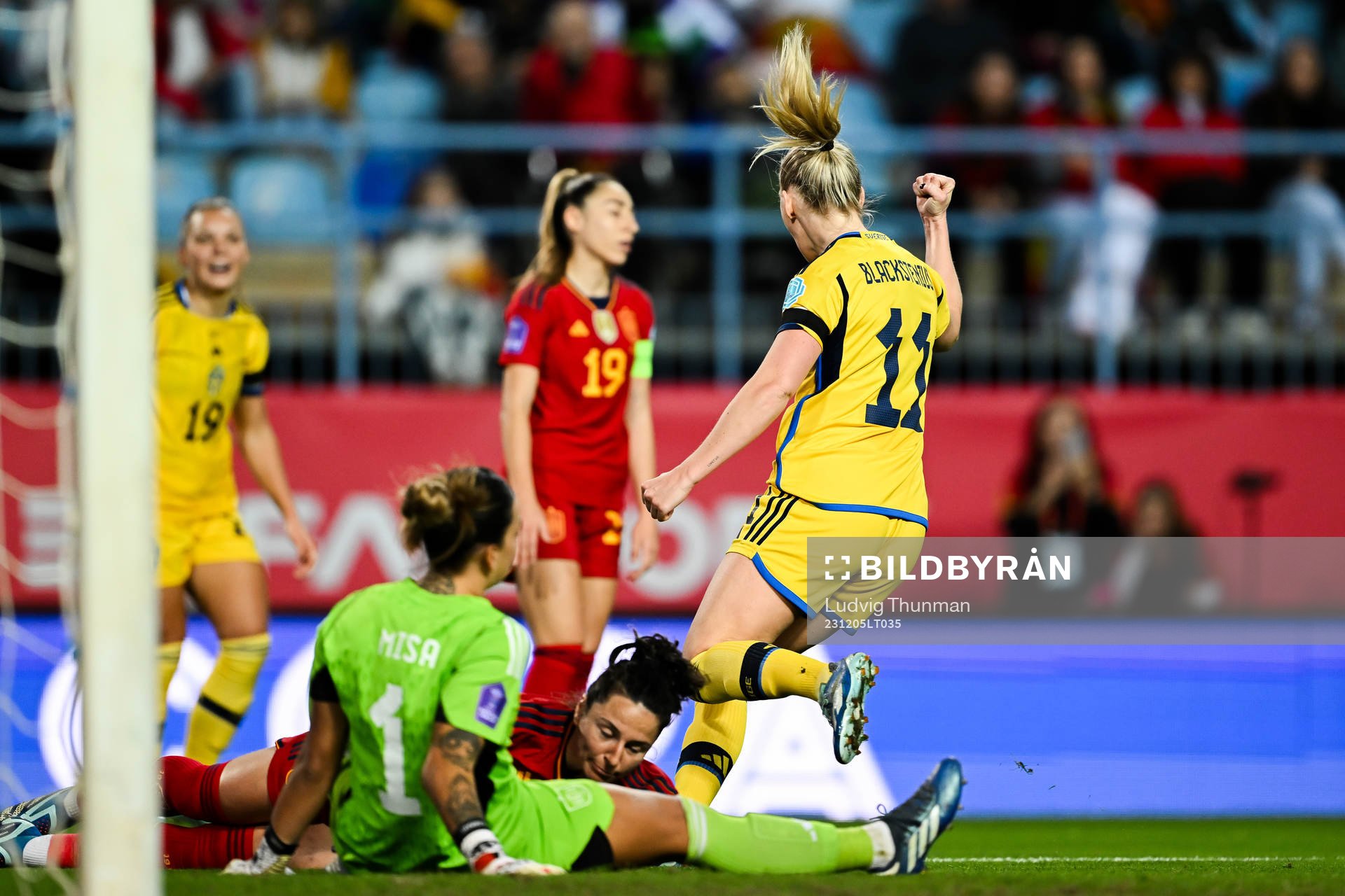 Stina Blackstenius of Sweden celebrates the 1-3 goal