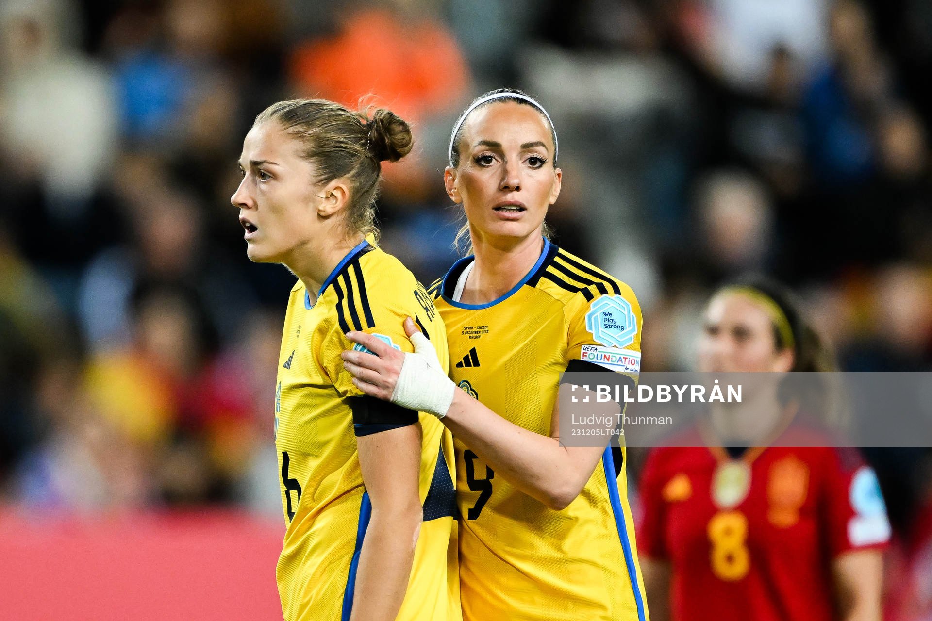 Filippa Angeldahl and Kosovare Asllani of Sweden