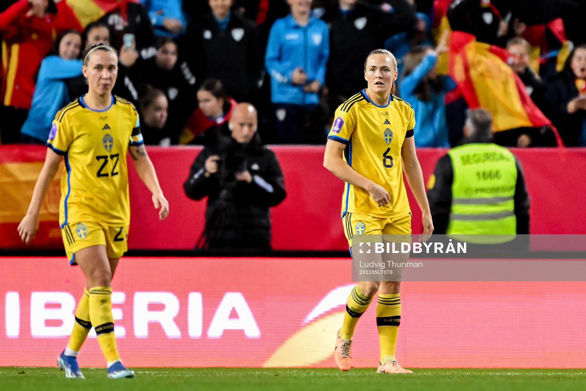 Julia Zigiotti Olme and Magdalena Eriksson of Sweden look