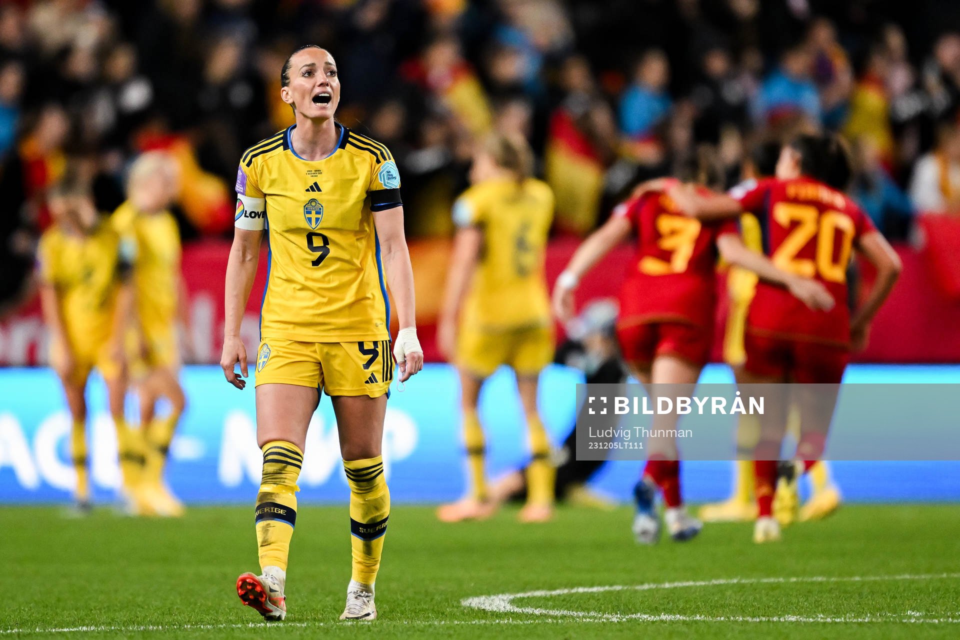 Kosovare Asllani of Sweden looks dejected