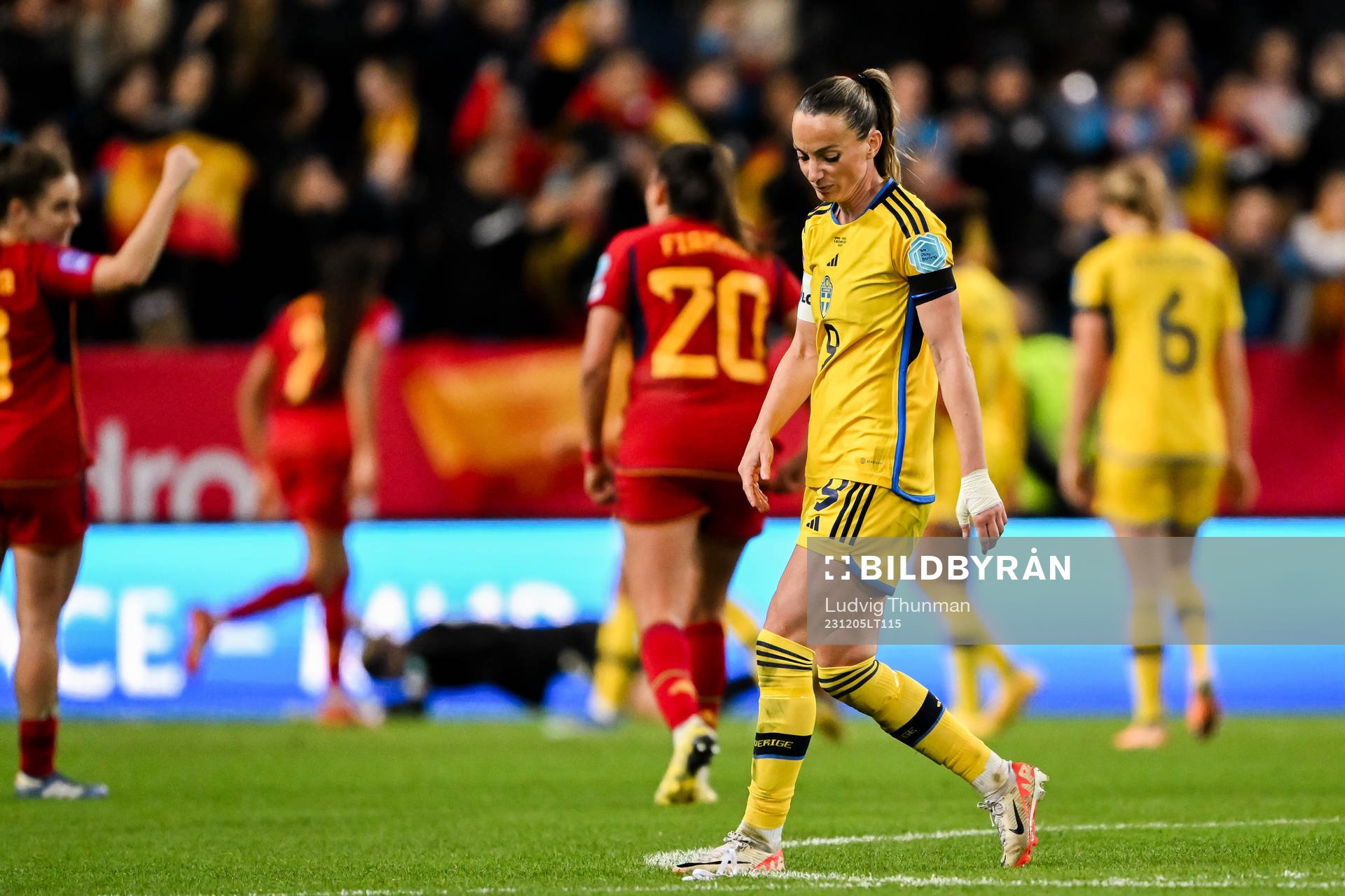 Kosovare Asllani of Sweden looks dejected