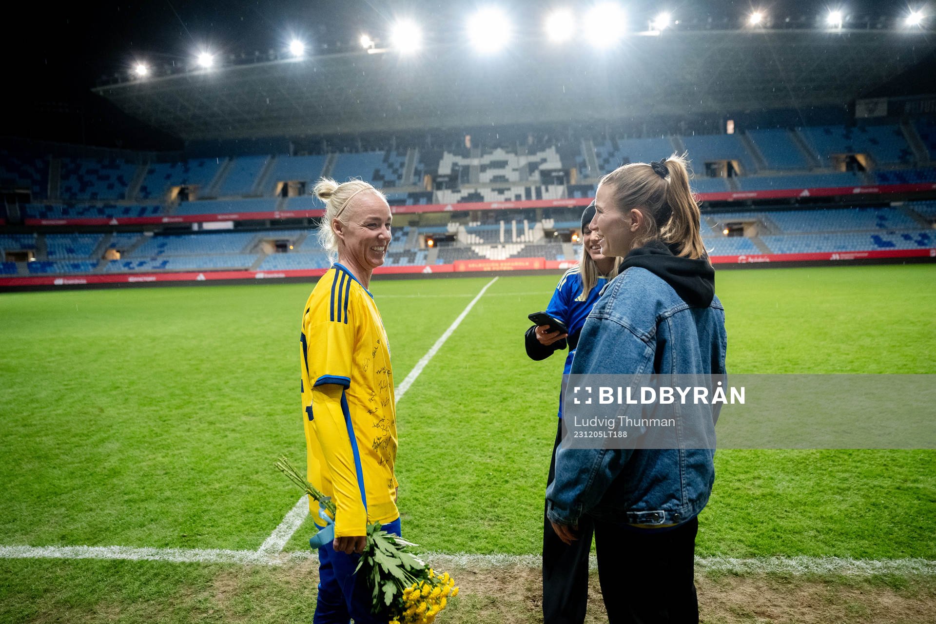 Caroline Seger, Olivia Schough and Emma Berglund of Sweden