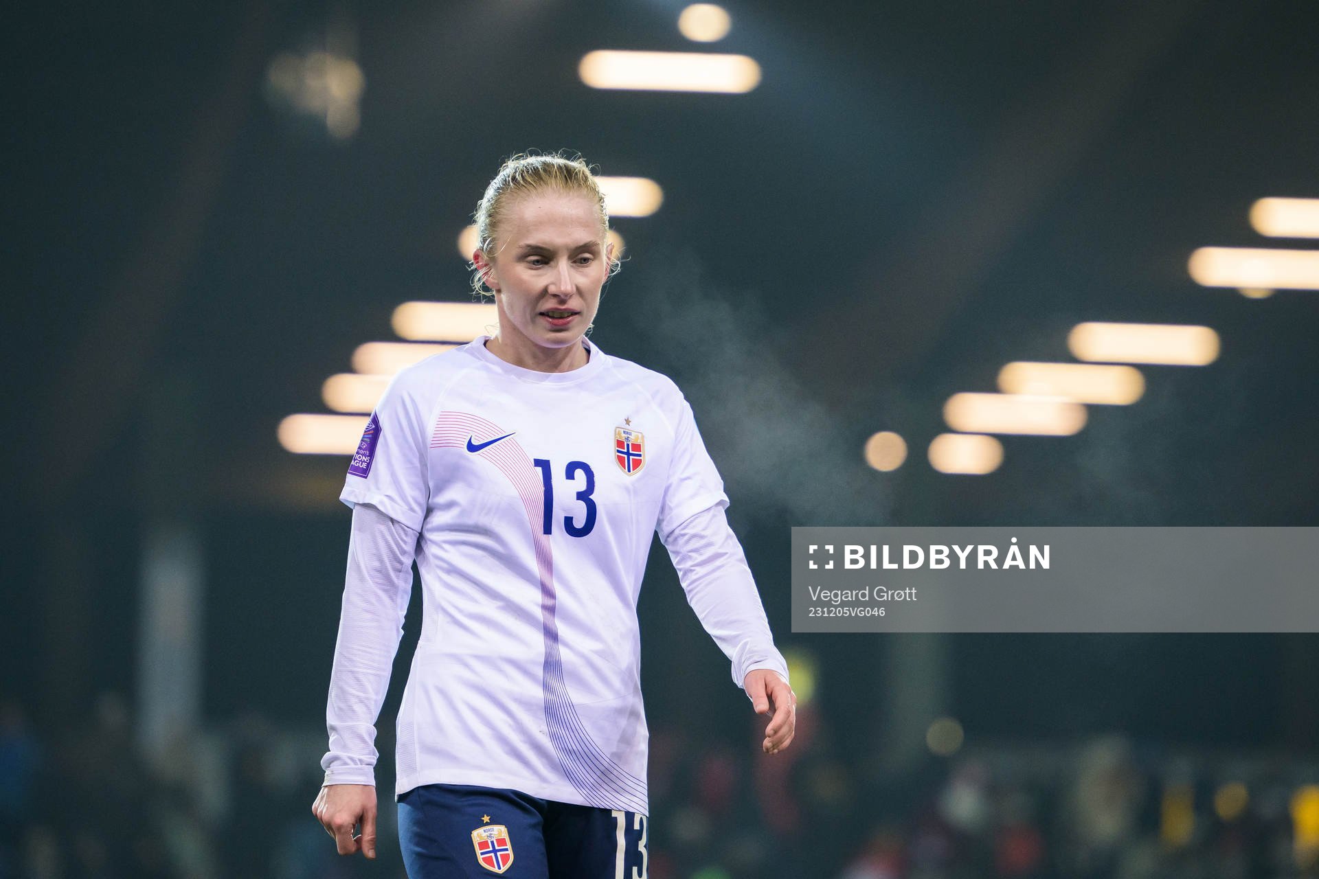 Thea Bjelde of Norway looks dejected