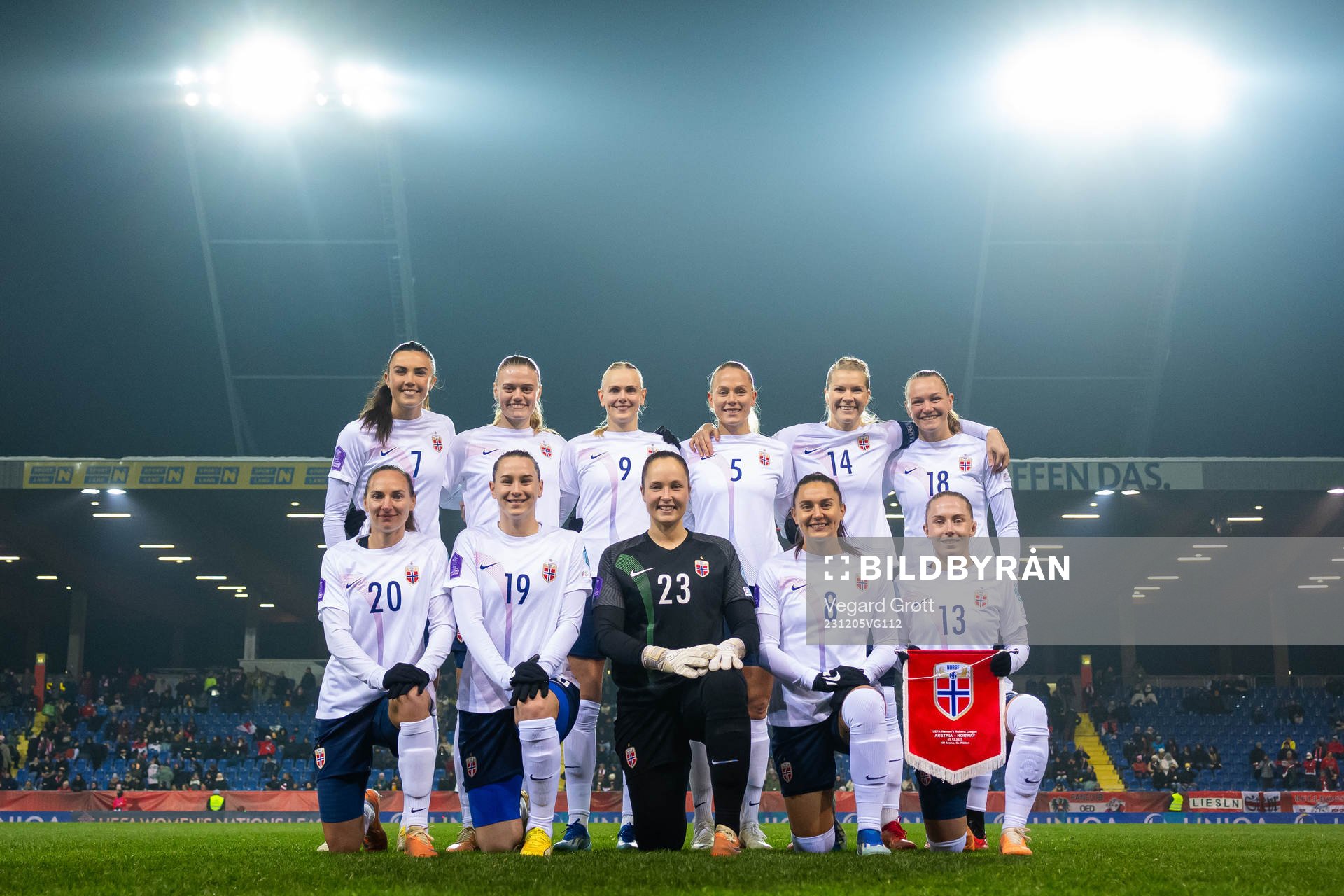 The starting eleven of Norway pose for a team photo