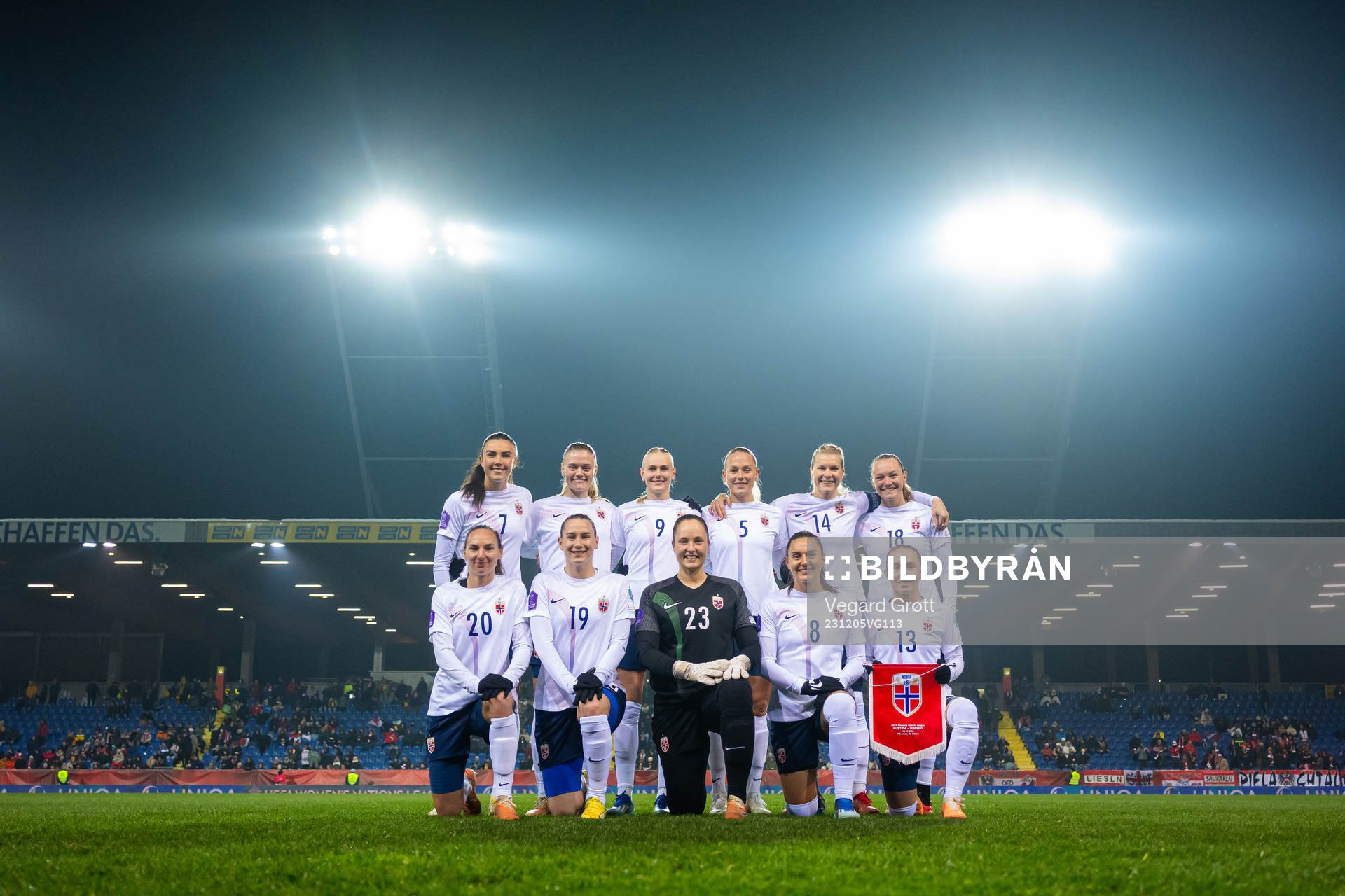 The starting eleven of Norway pose for a team photo