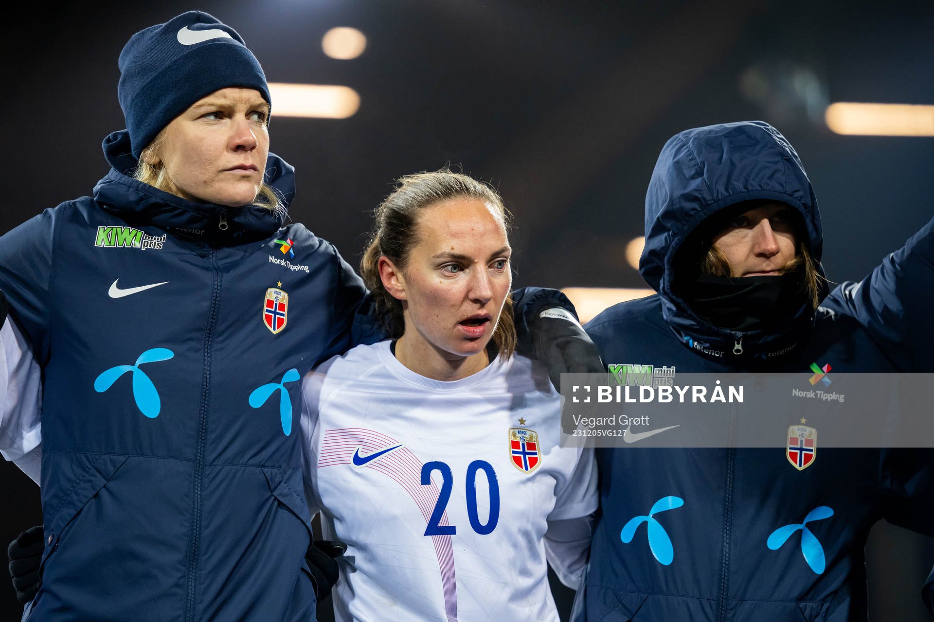 Ada Hegerberg, Marit Bratberg Lund and Elisabeth Terland of