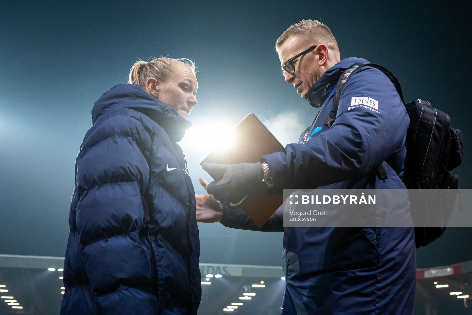 Frida Maanum and Henning Sverdrup, media officer of Norway