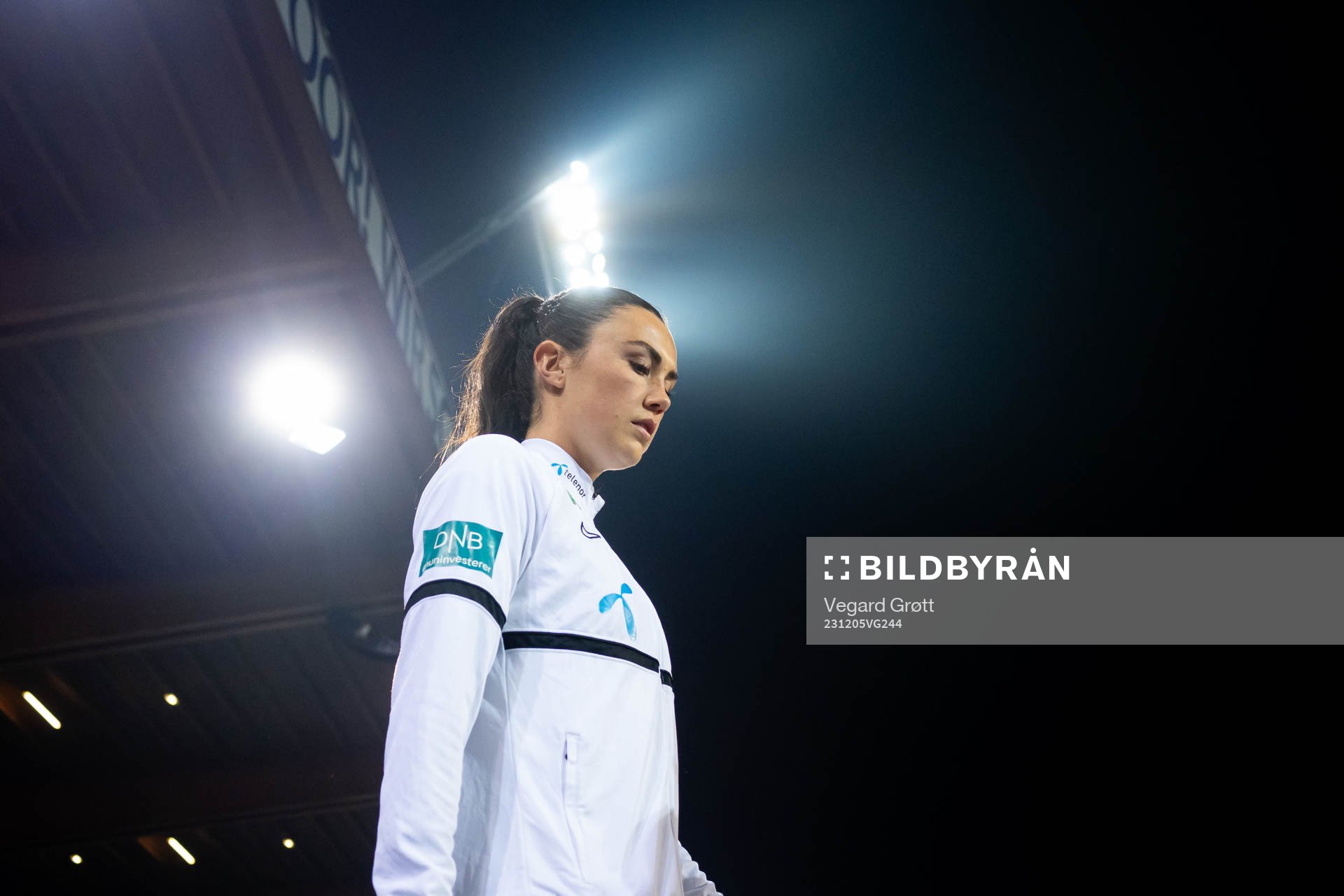 Ingrid Syrstad Engen of Norway enters the pitch