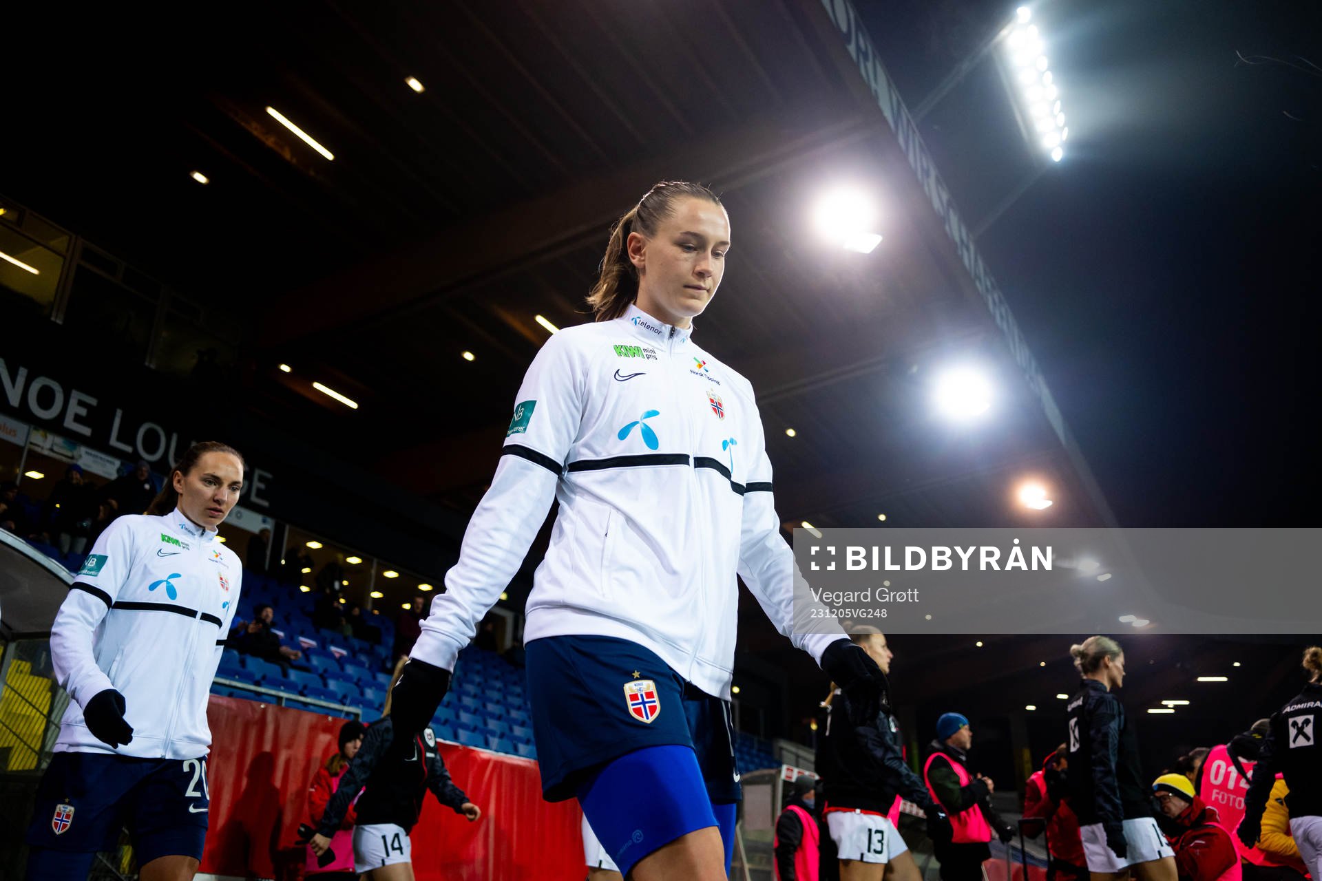 Elisabeth Terland of Norway enters the pitch