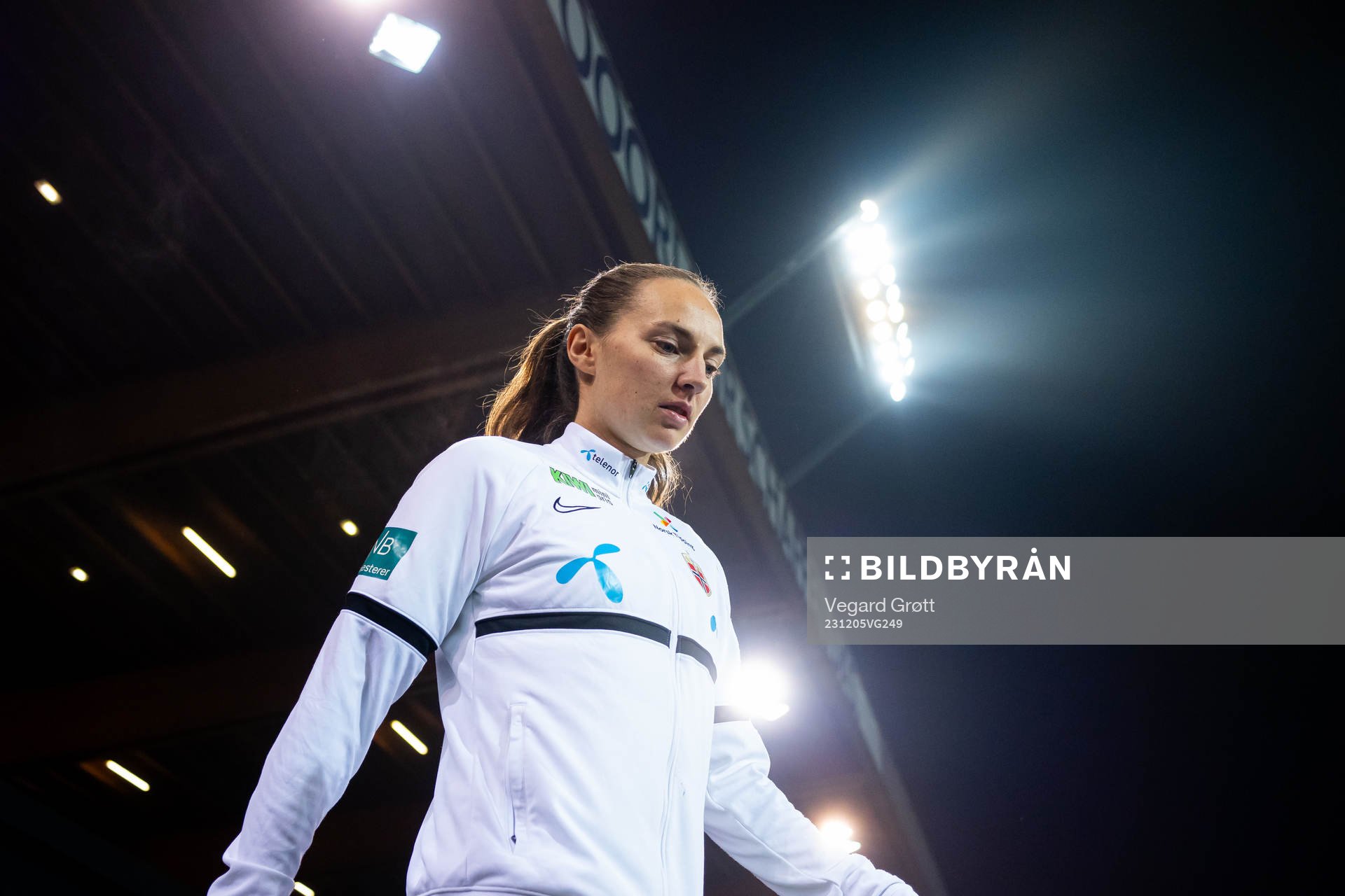 Marit Bratberg Lund of Norway enters the pitch