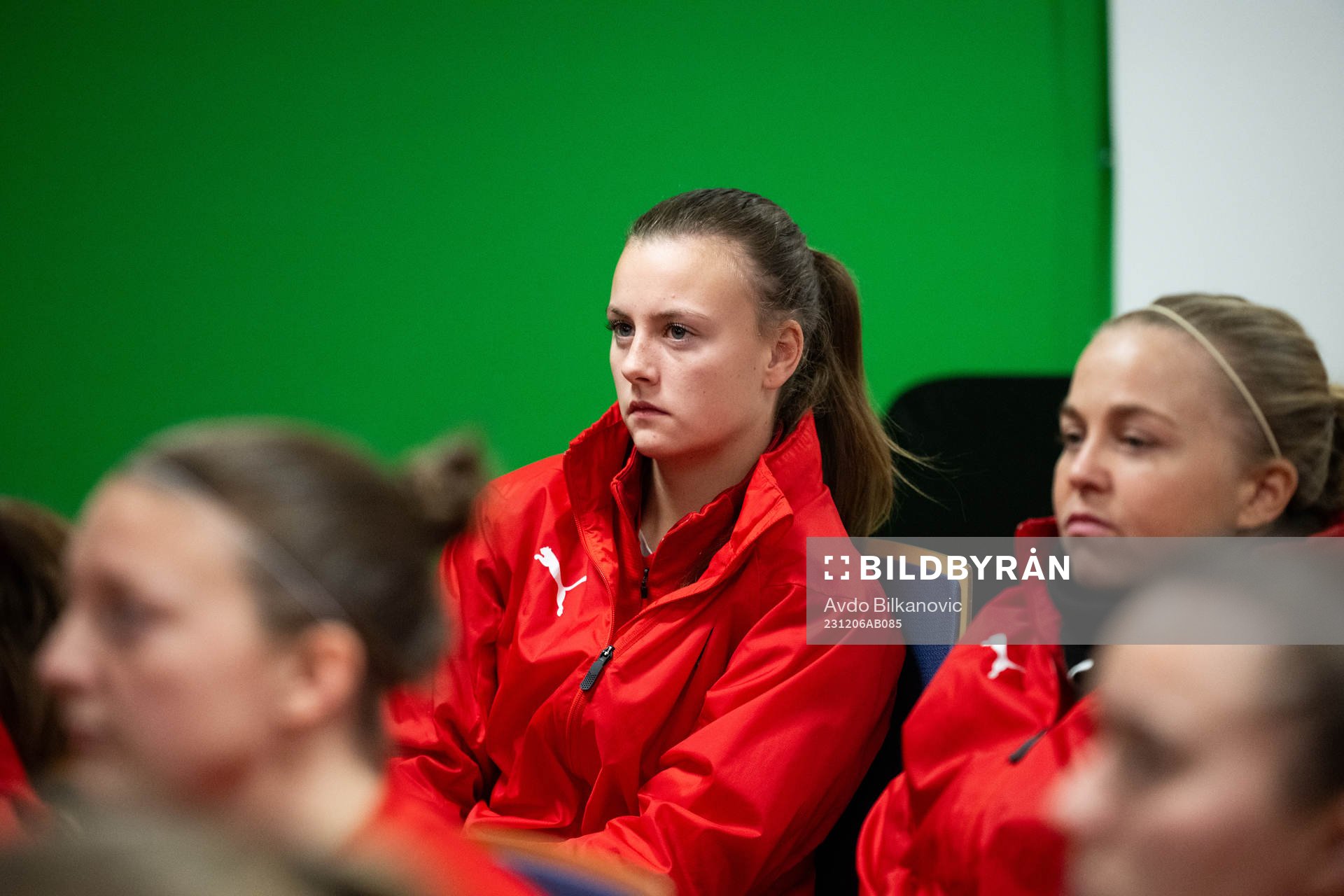 Helsingborgs Oliva Johansson  under en gemensam fotbollsträning med Helsingborg den 6 december 2023 i Helsingborg. 