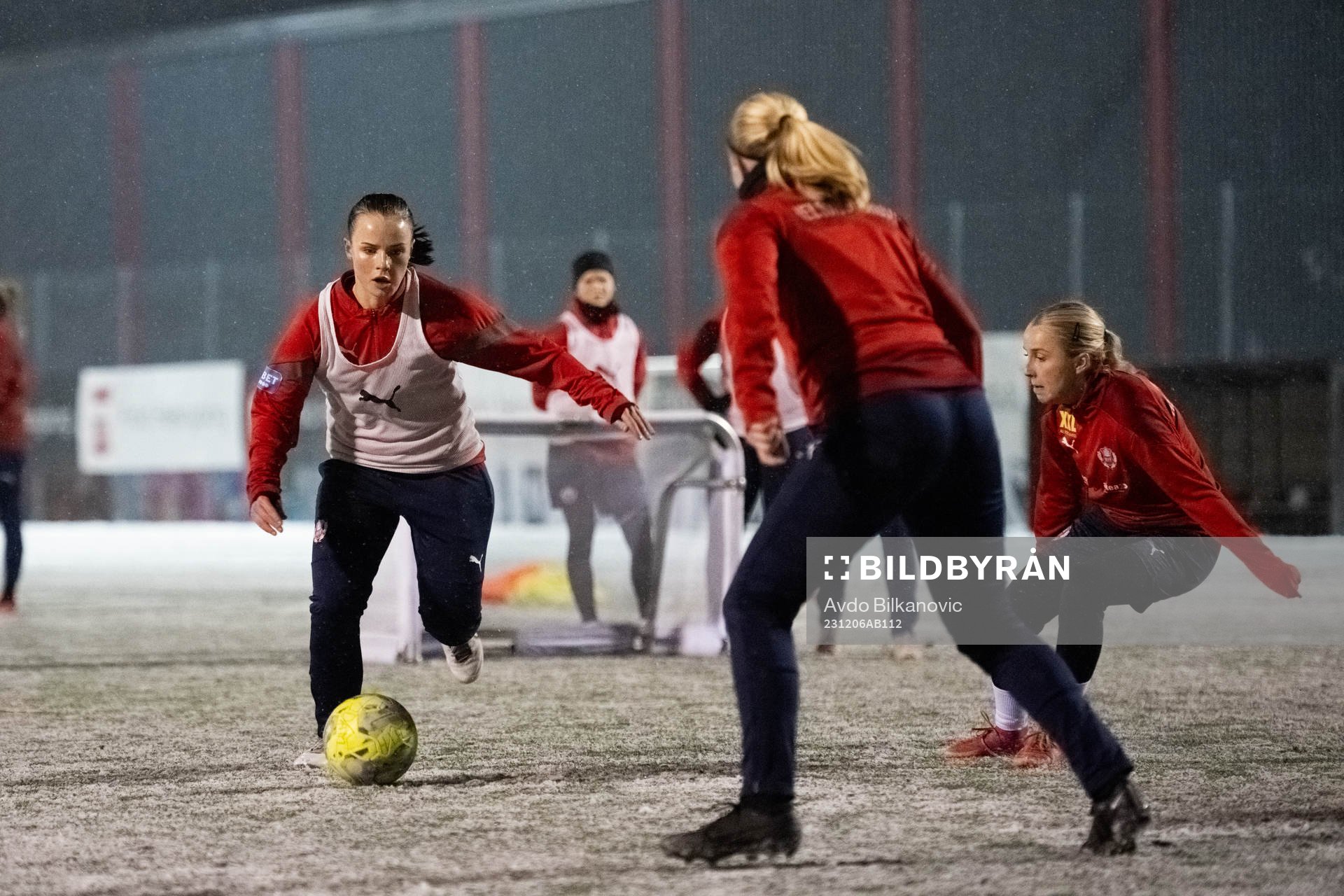 Helsingborgs Ebba Järvensivu under en gemensam fotbollsträning med Helsingborg den 6 december 2023 i Helsingborg. 
