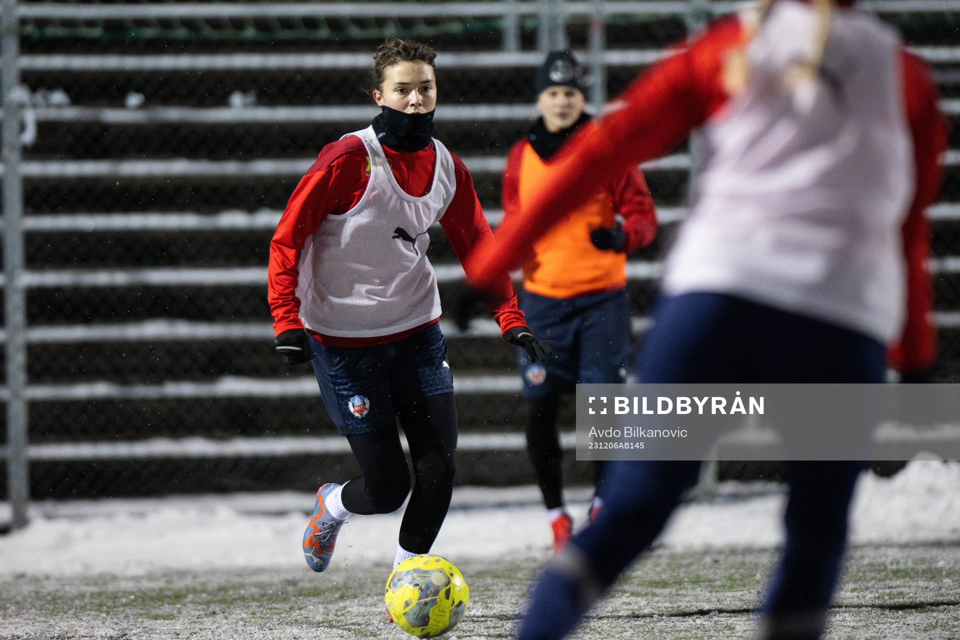 Helsingborgs Maja Nilsson under en gemensam fotbollsträning med Helsingborg den 6 december 2023 i Helsingborg. 