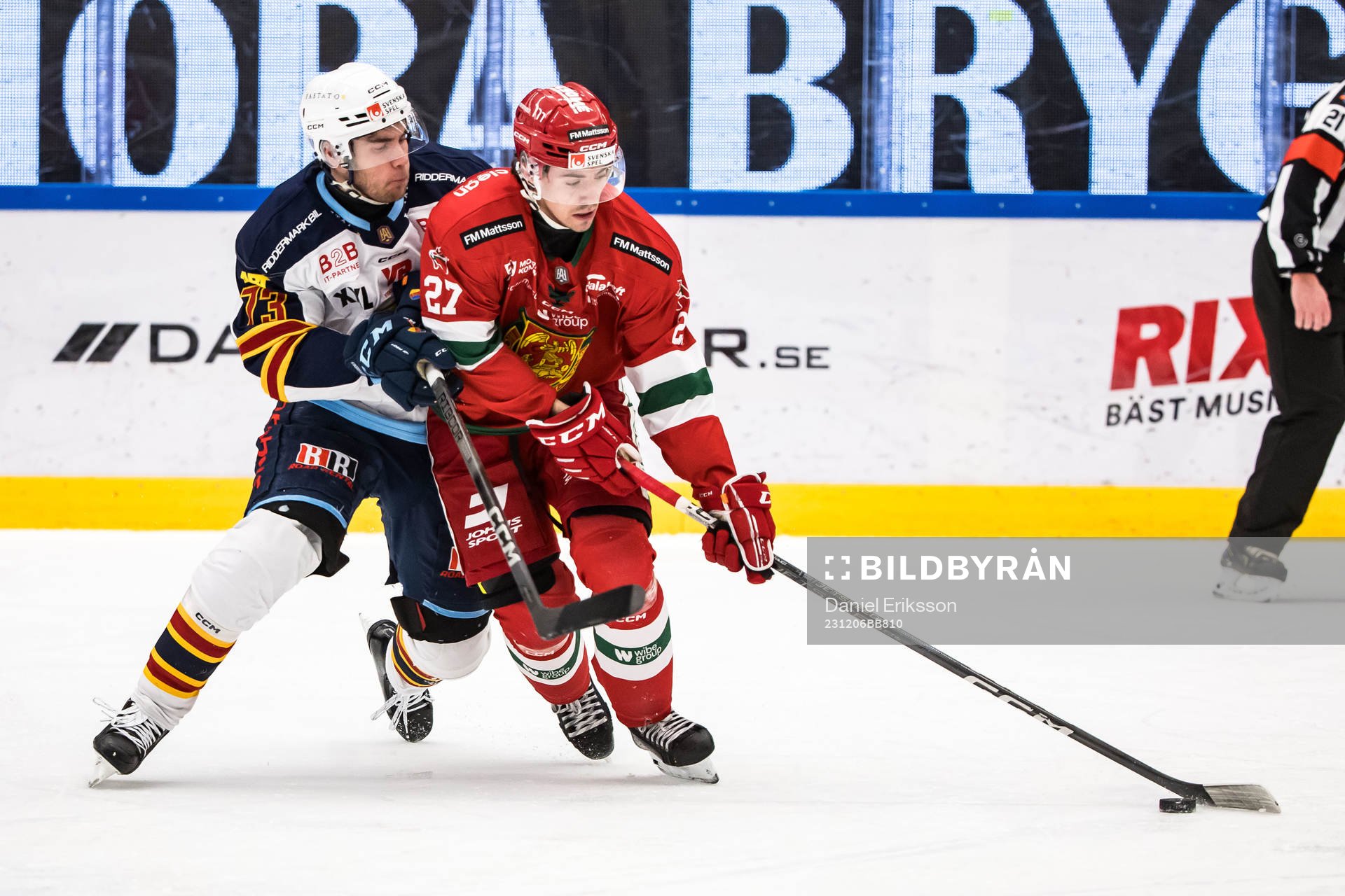 Djurgårdens IFs Anton Gradin och Mora IKs Ludvig Levinsson