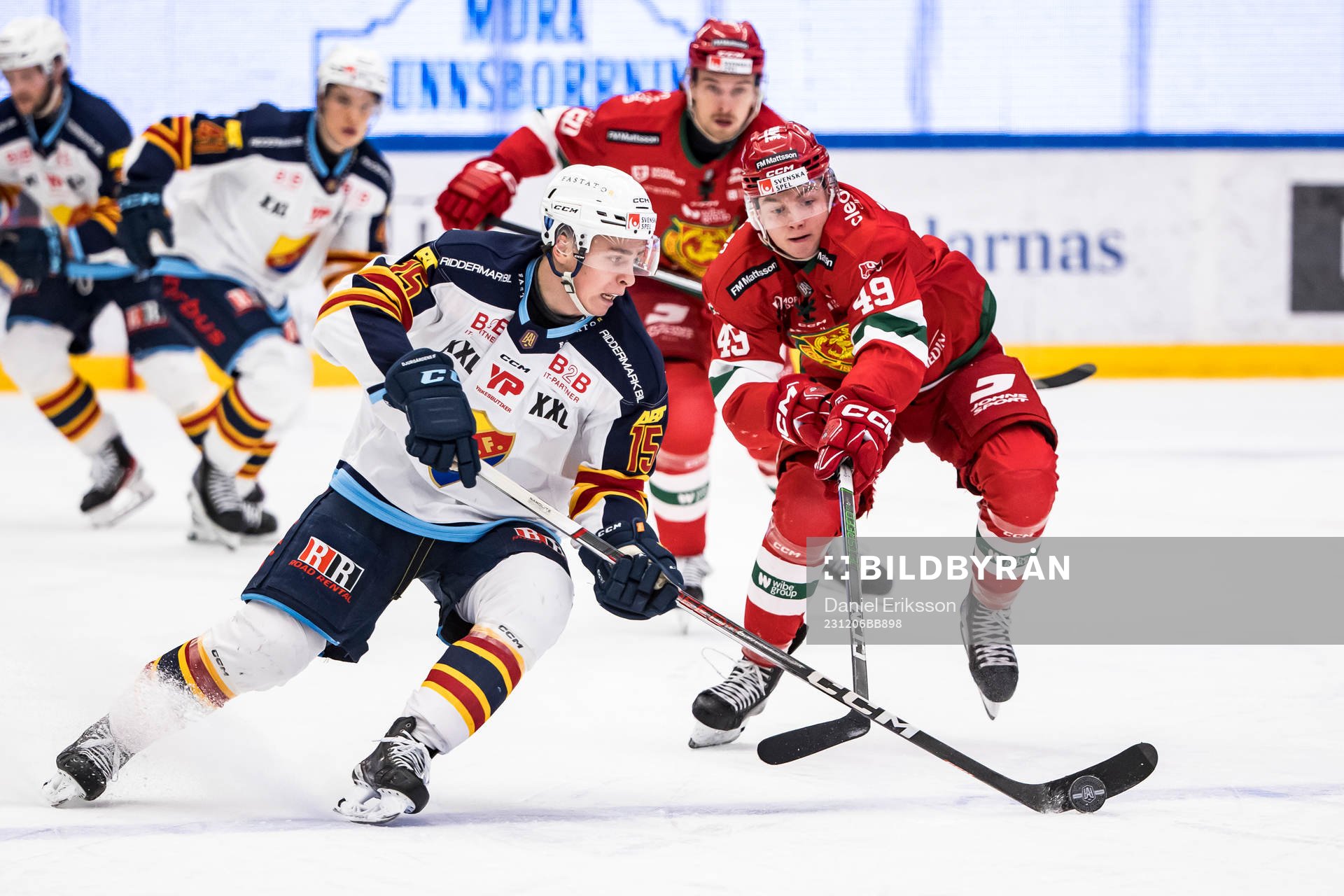 Djurgårdens Frederik Schlyter och Moras Noah Steen