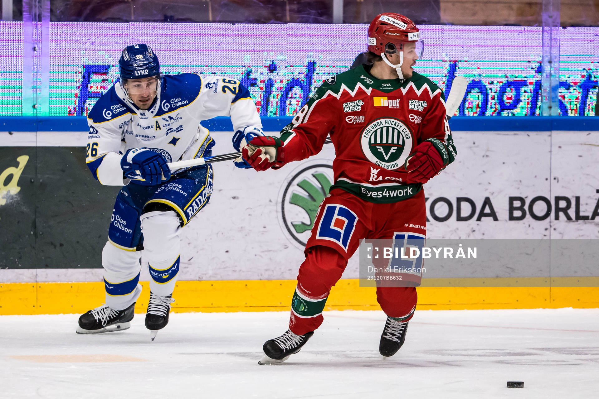 Leksands IFs Patrik Noren och Frölunda HCs Linus Öberg