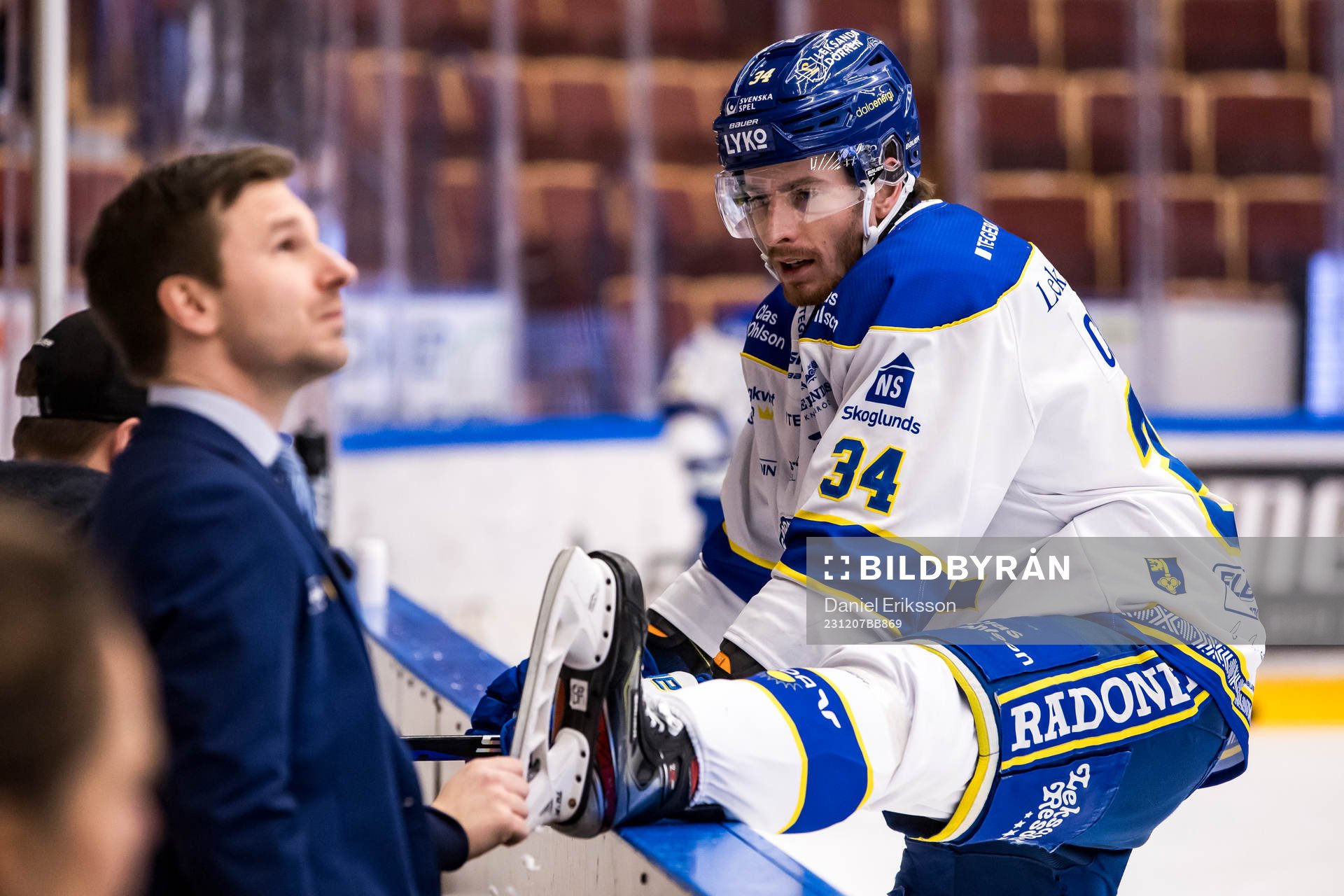 Leksands Peter Cehlarik innan ishockeymatchen i SHL mellan